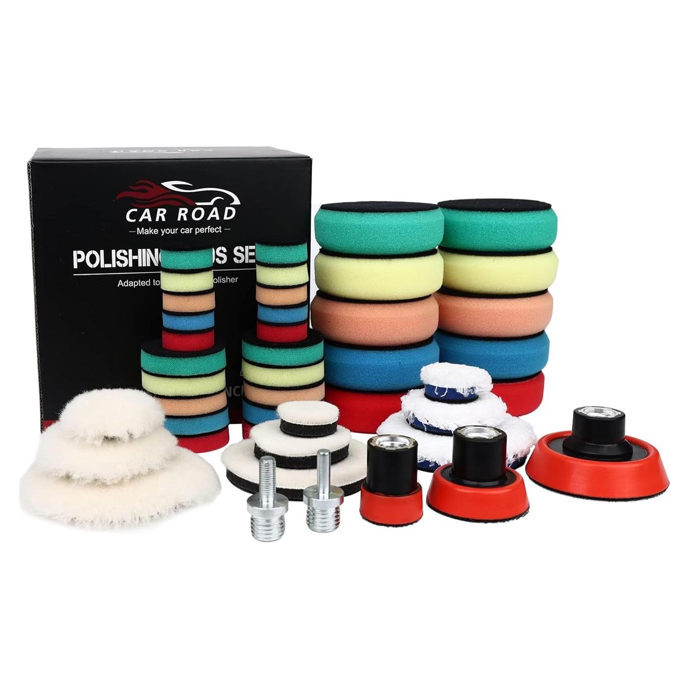Kit de Pulido de Espuma 44 Piezas CAR ROAD - 1" 2" 3"