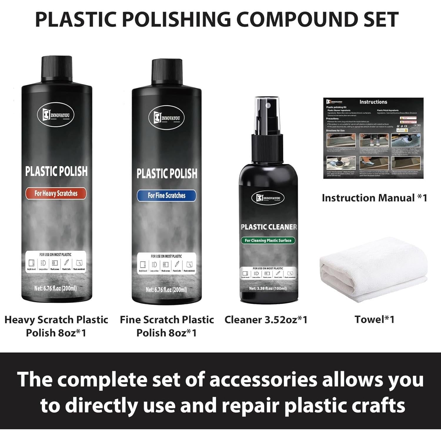 Kit de Pulido de Plástico INNOVAYOU 400g y 100g - Elimina Rayones