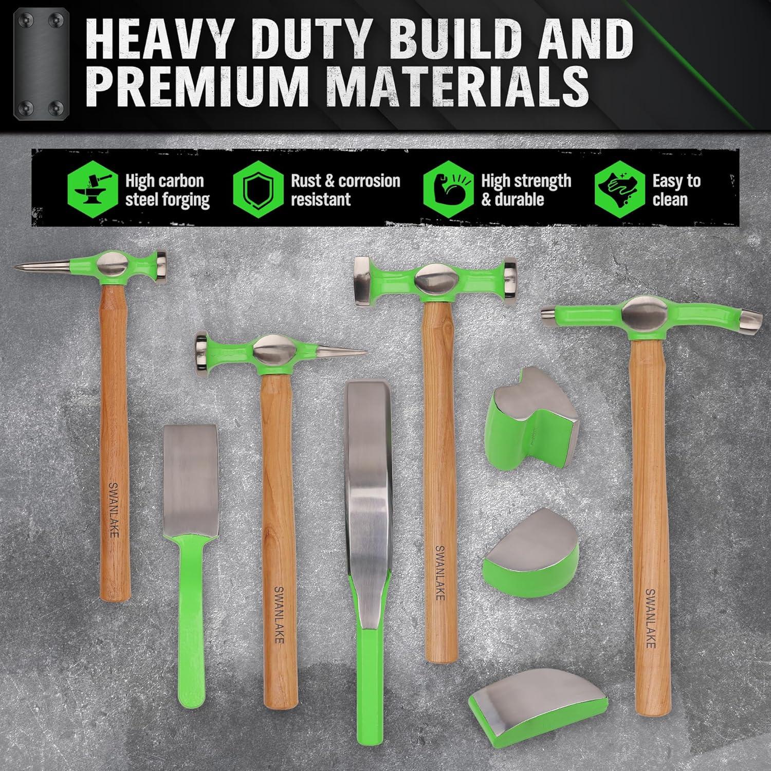 Juego de Martillo y Dolly SWANLAKE 9 Piezas para Carrocería