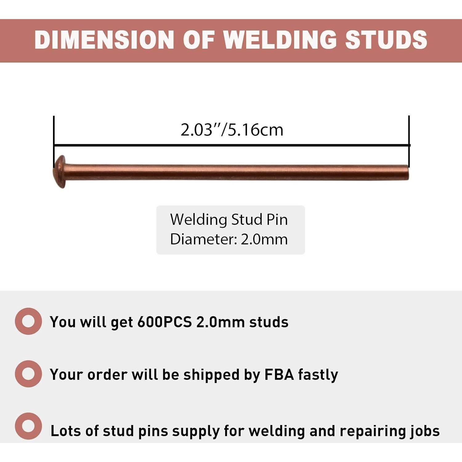 Clavos de Soldadura WISPAUSU 2.0mm para Reparación de Abolladuras (600pcs)