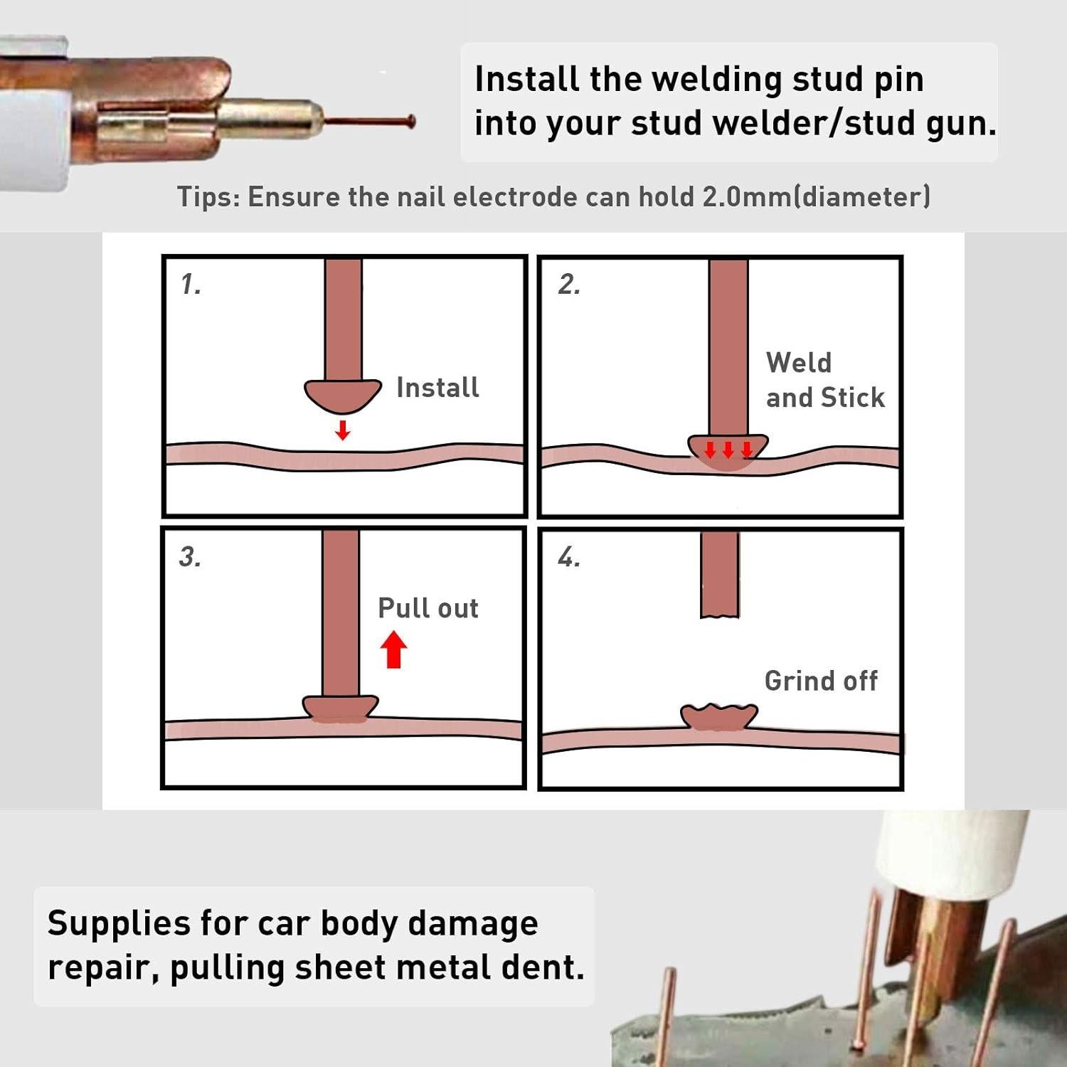 Clavos de Soldadura WISPAUSU 2.0mm para Reparación de Abolladuras (600pcs)