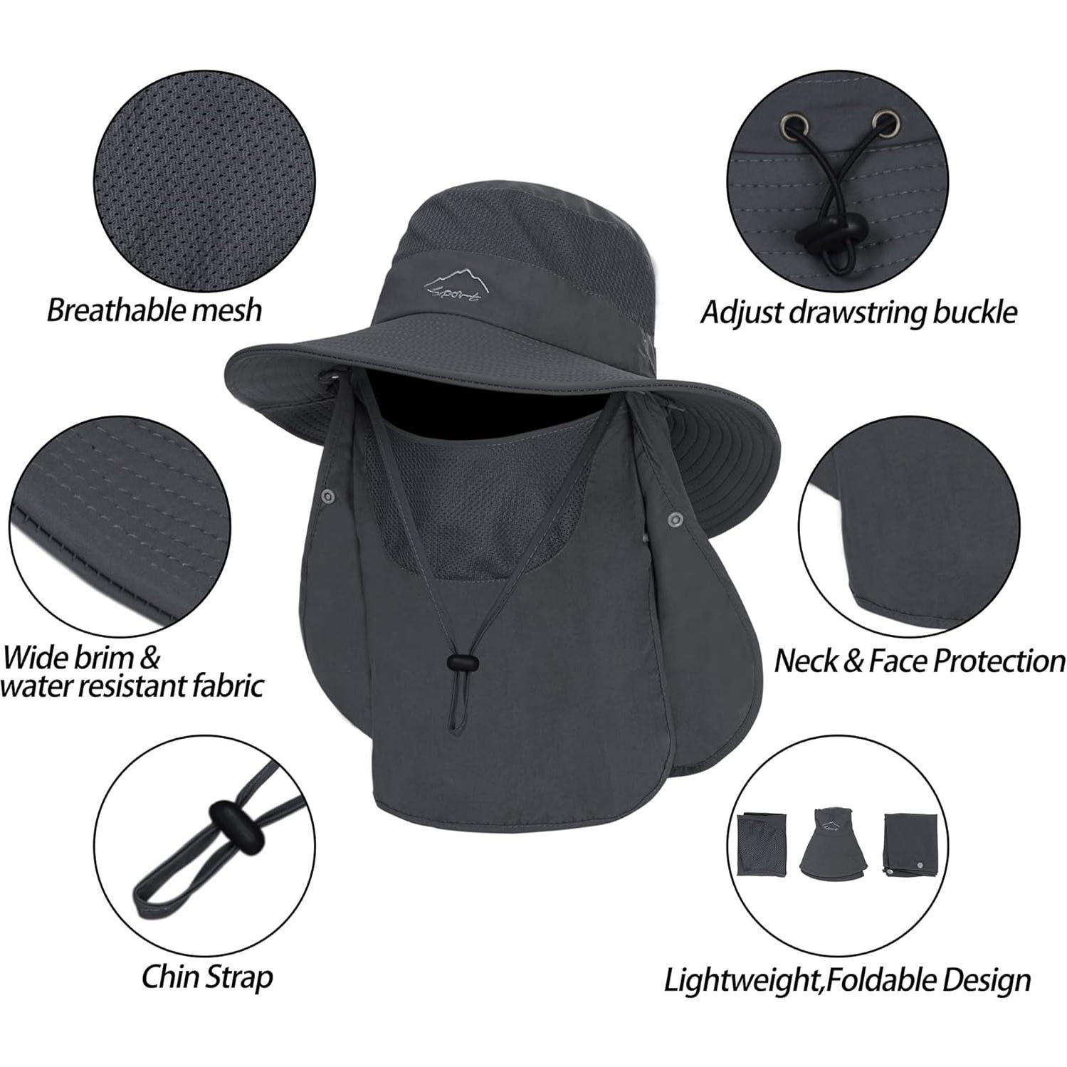 Sombrero de Sol Unisex Gris Oscuro con Protección UV