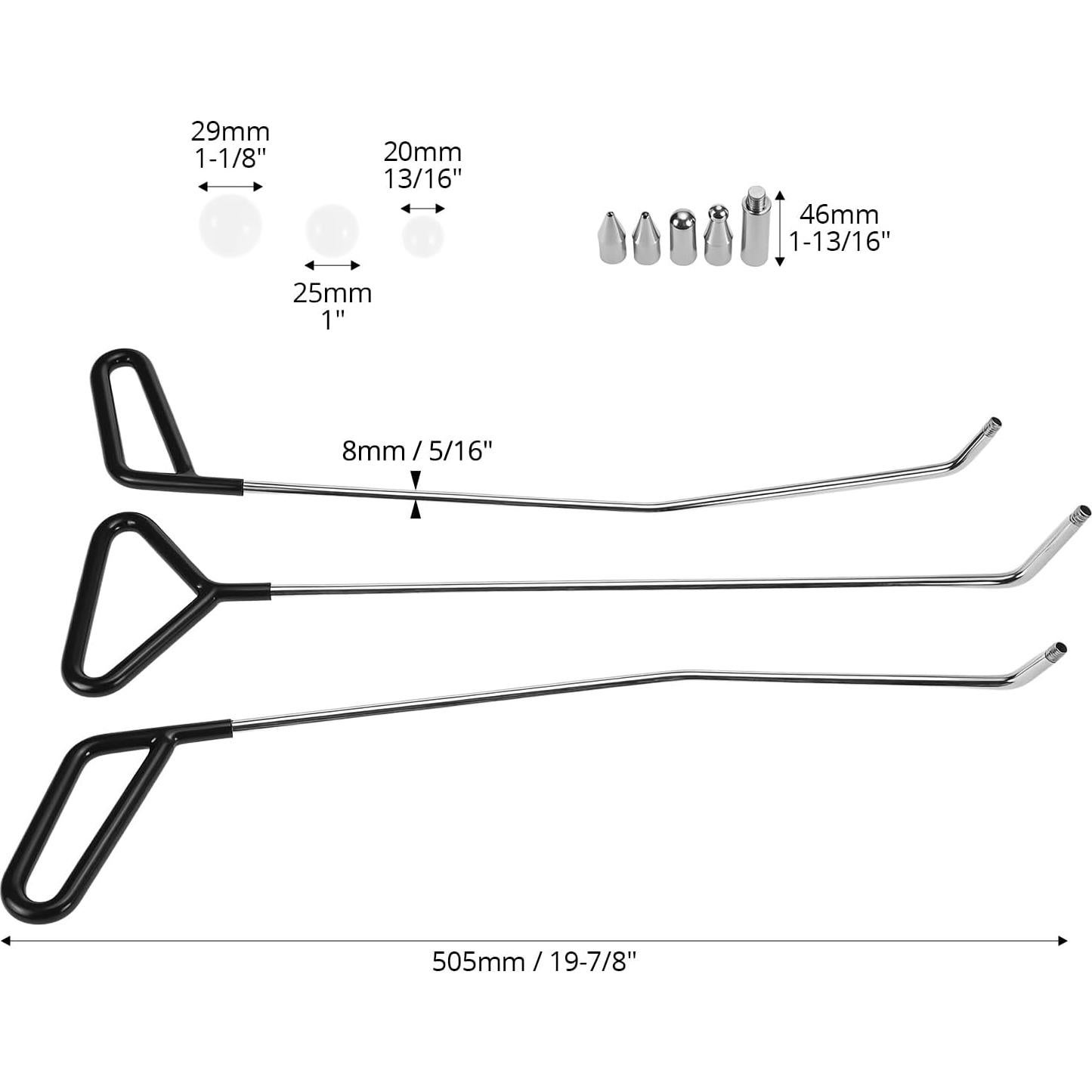 Kit de Reparación de Abolladuras QWORK QS16619, 3 Varillas y 20 Puntas