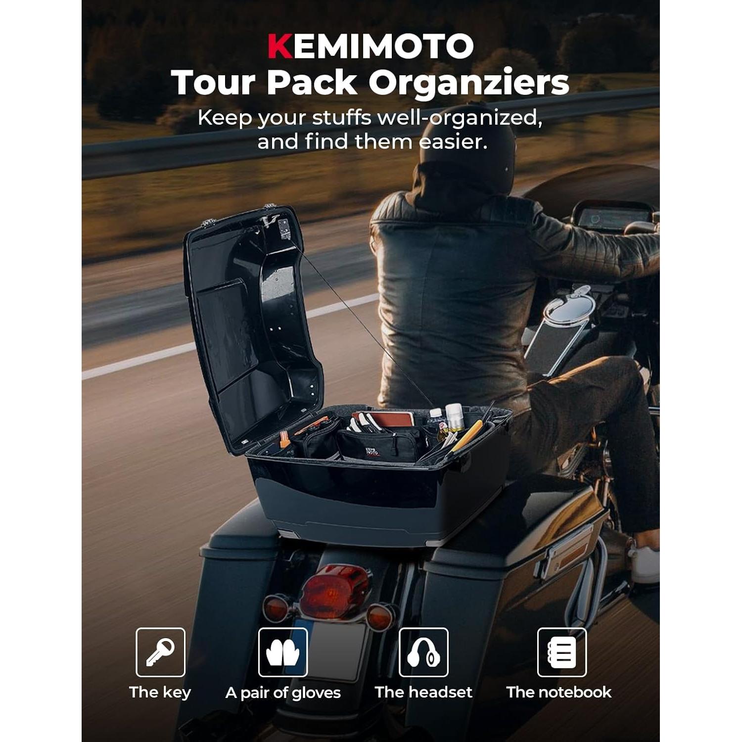 Organizador KEMIMOTO para Tour Pack 2014-2024 con Ganchos