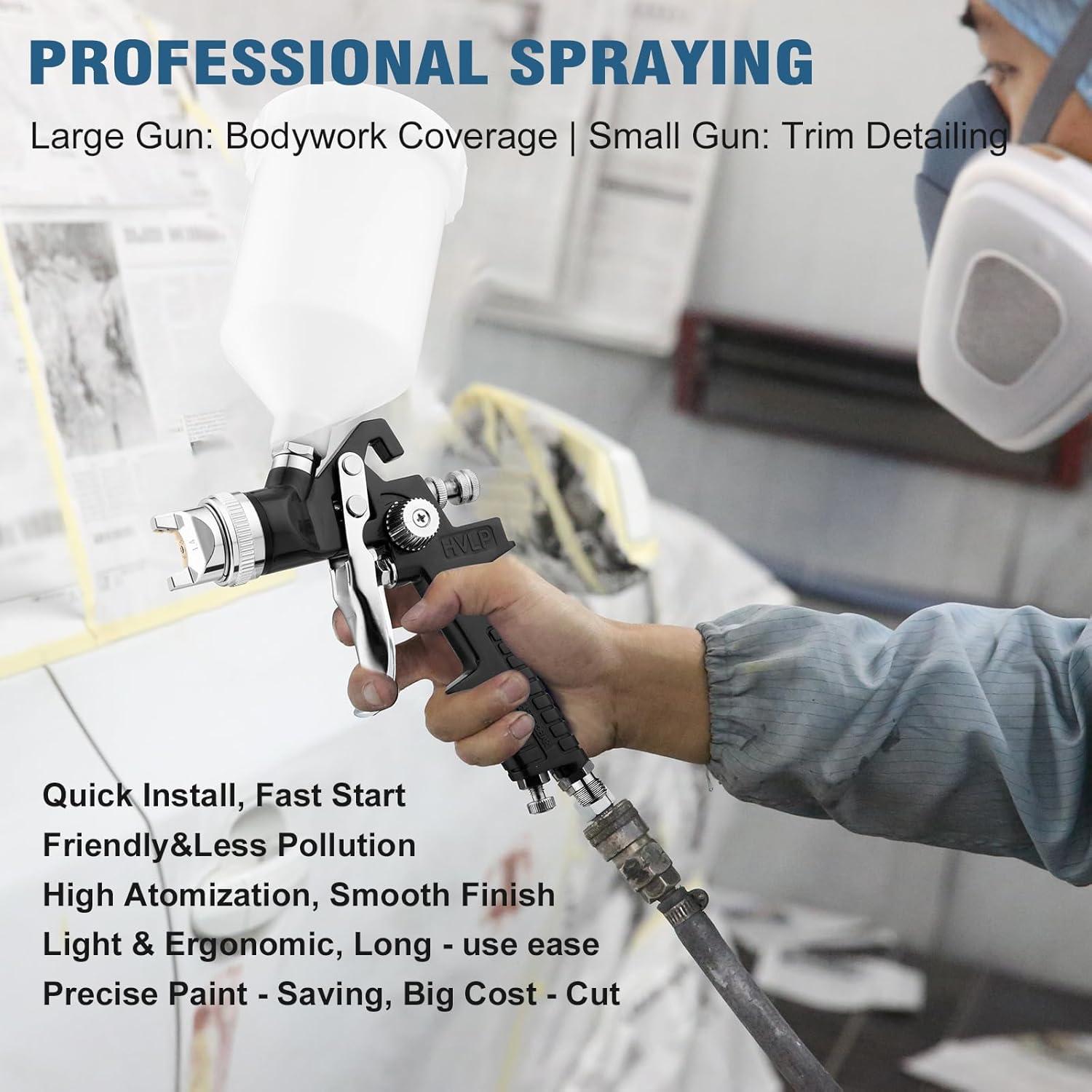 Kit de Pistola de Pulverización HVLP RRJ 0.8mm y 1.4mm