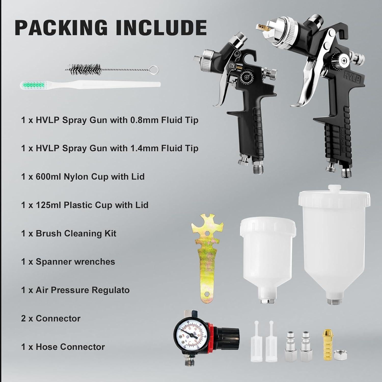 Kit de Pistola de Pulverización HVLP RRJ 0.8mm y 1.4mm