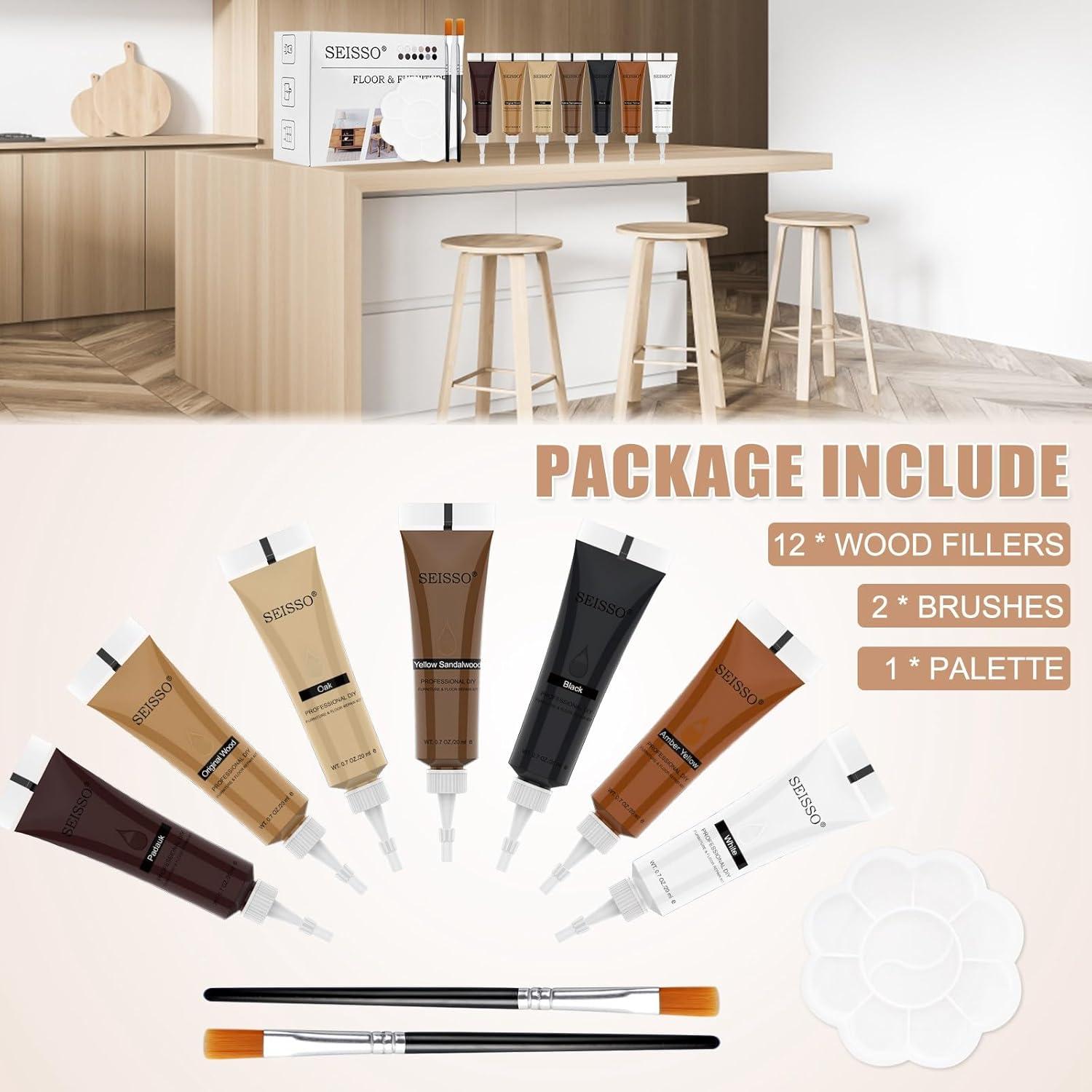 Kit de Reparación de Muebles SEISSO - 12 Colores Relleno de Madera