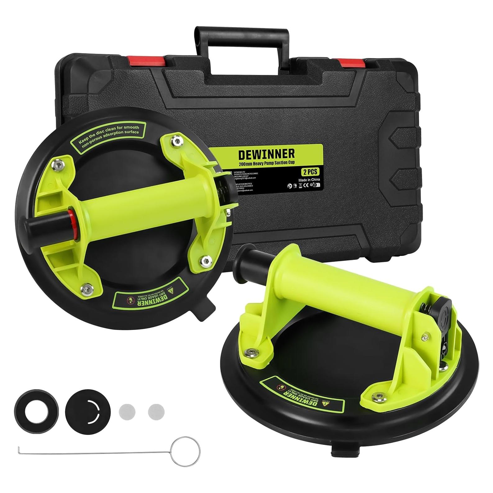 Ventosas de Vidrio DEWINNER 20cm - Elevador Industrial 299kg - Paquete de 2