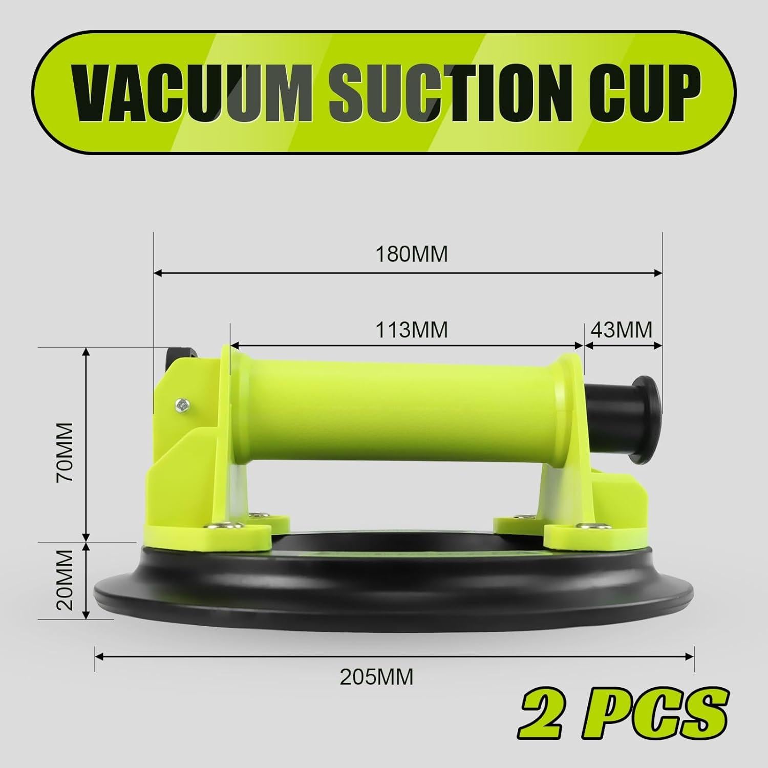 Ventosas de Vidrio DEWINNER 20cm - Elevador Industrial 299kg - Paquete de 2