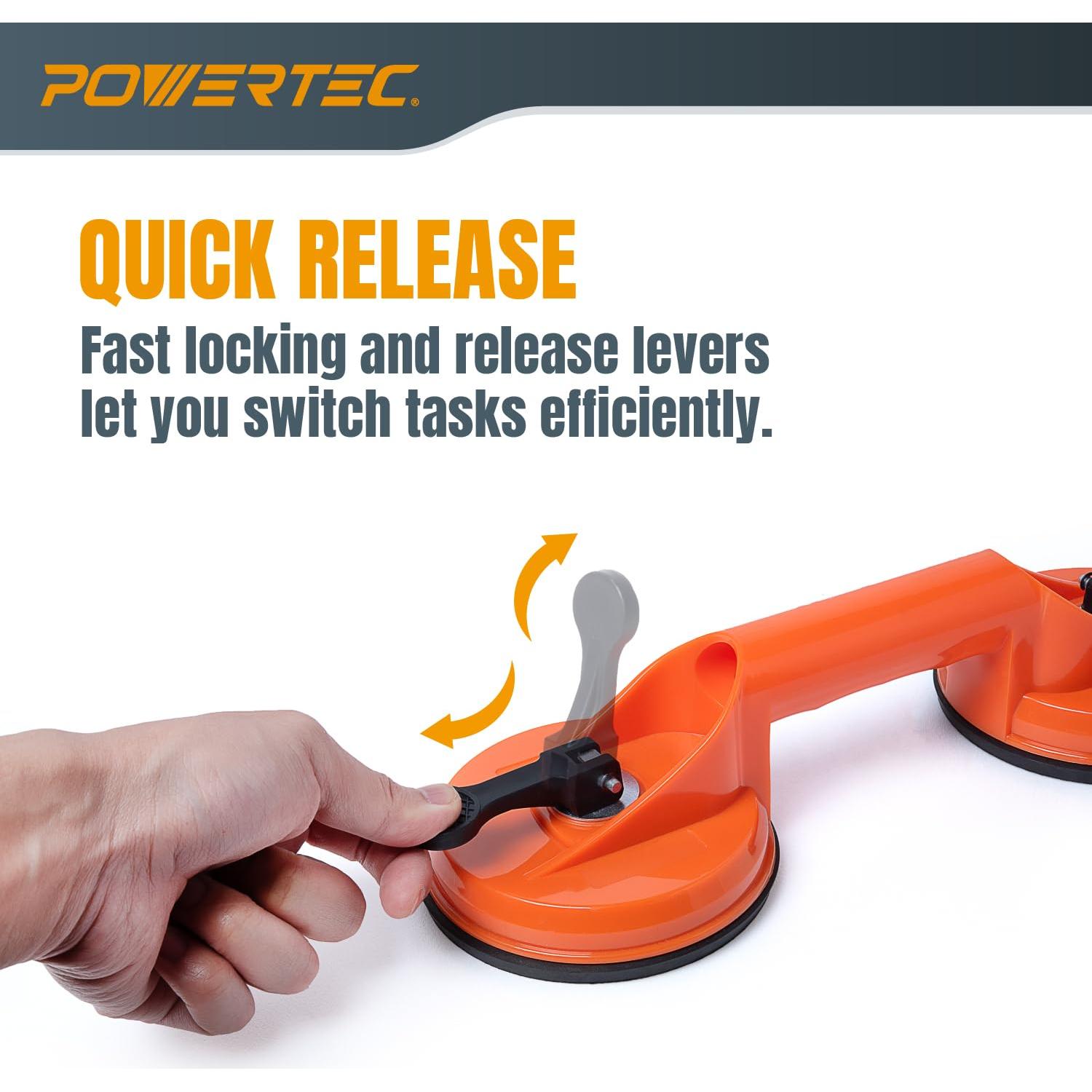 Copa de Succión Doble POWERTEC 2PK para Vidrio y Azulejos