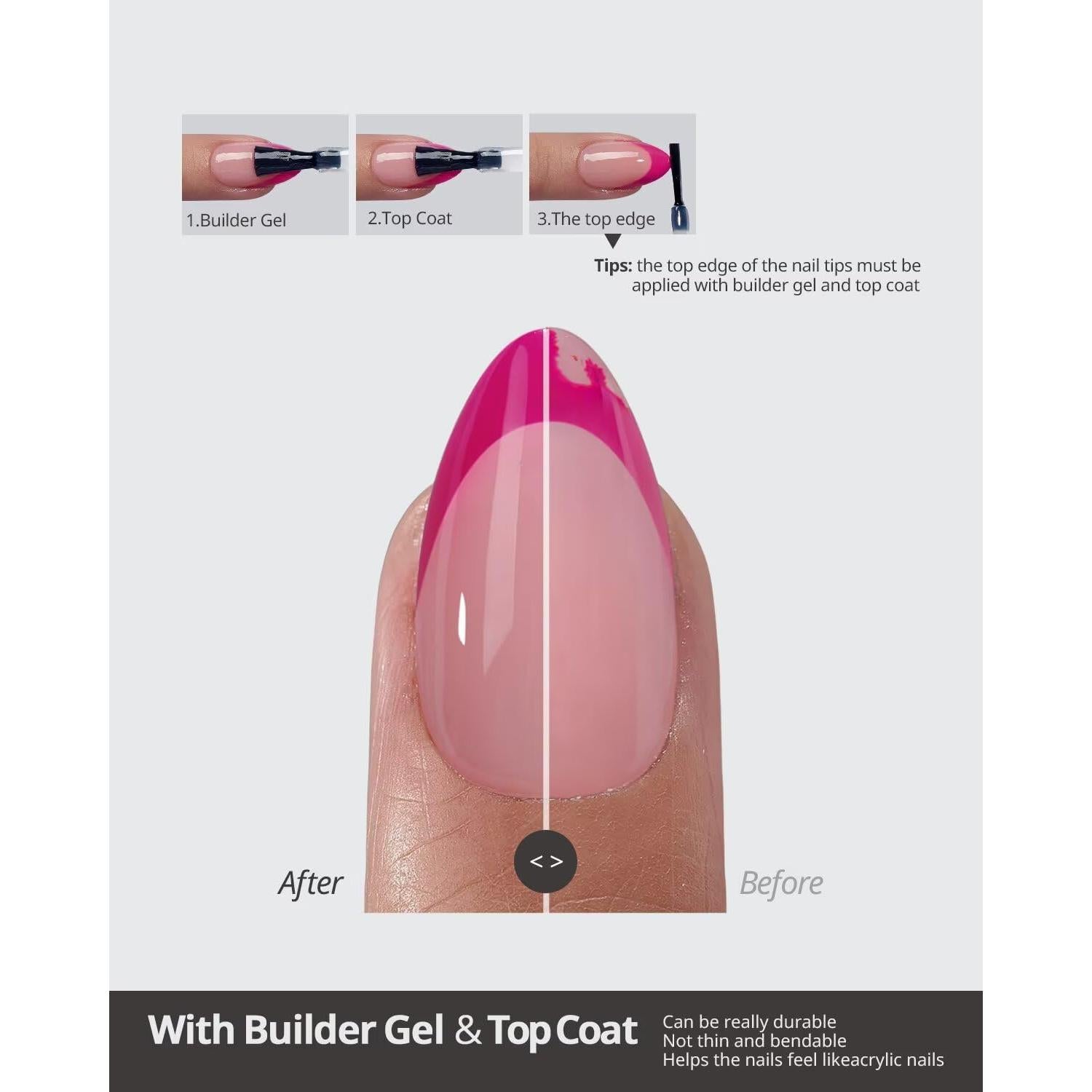 Uñas Postizas Cortas BTArtboxnails Rosa 160 Piezas