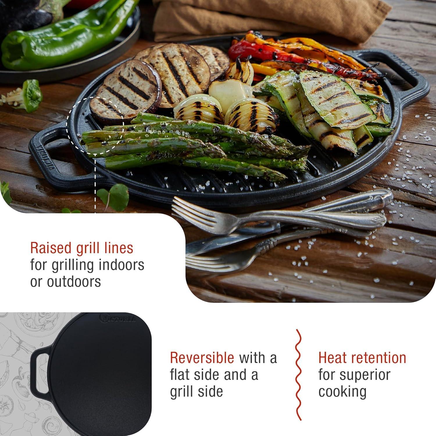 Parrilla Redonda Hierro Fundido Victoria 31.75 cm Sazonada