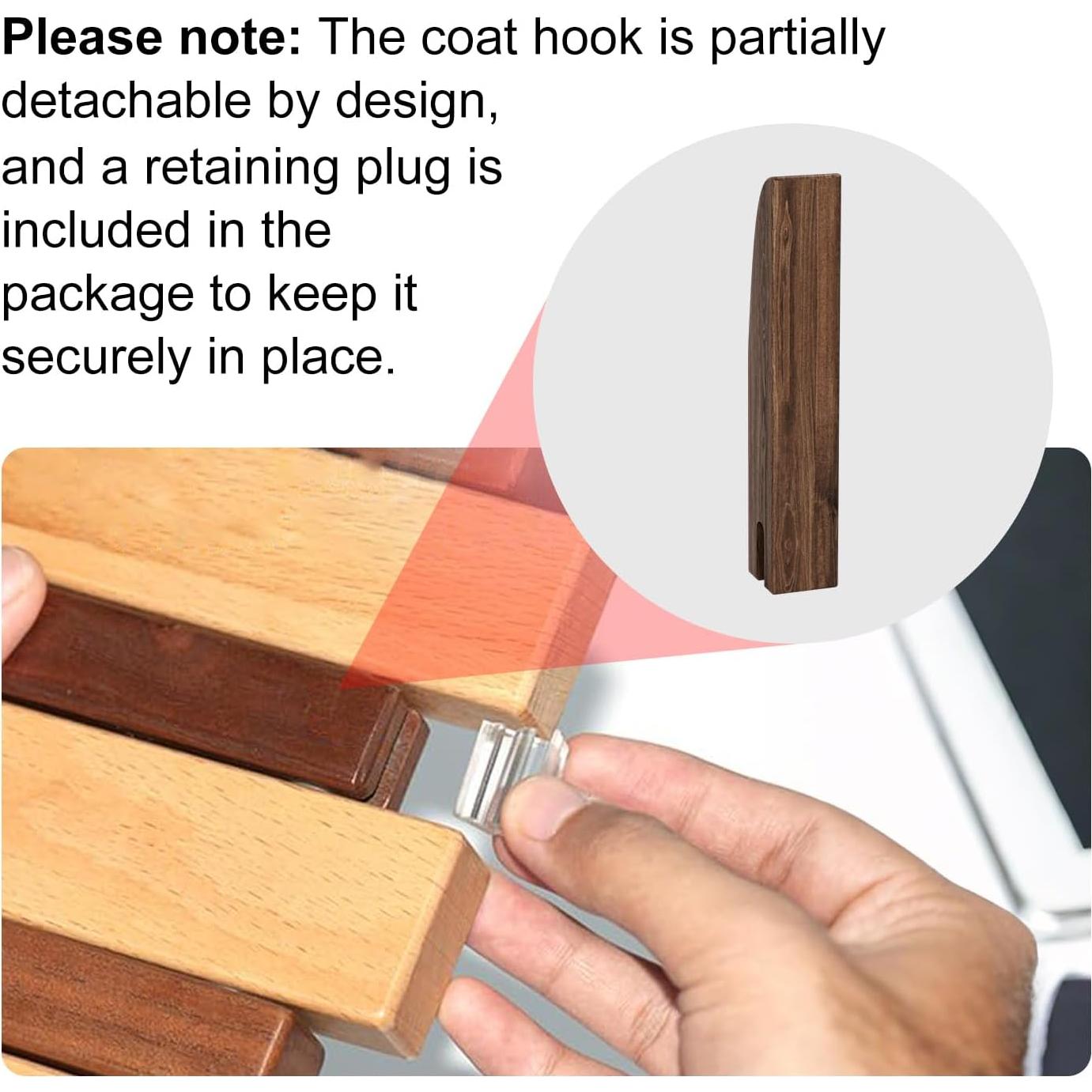 Perchero de Pared OLETNY de Madera con 4 Ganchos Plegables