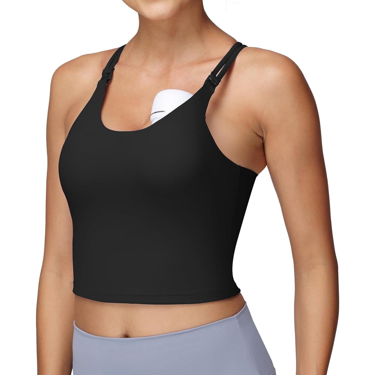 Camiseta de Lactancia Foucome con Sujetador Incorporado - Negro