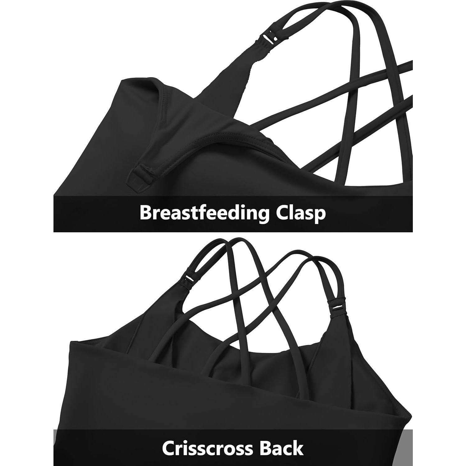 Camiseta de Lactancia Foucome con Sujetador Incorporado - Negro