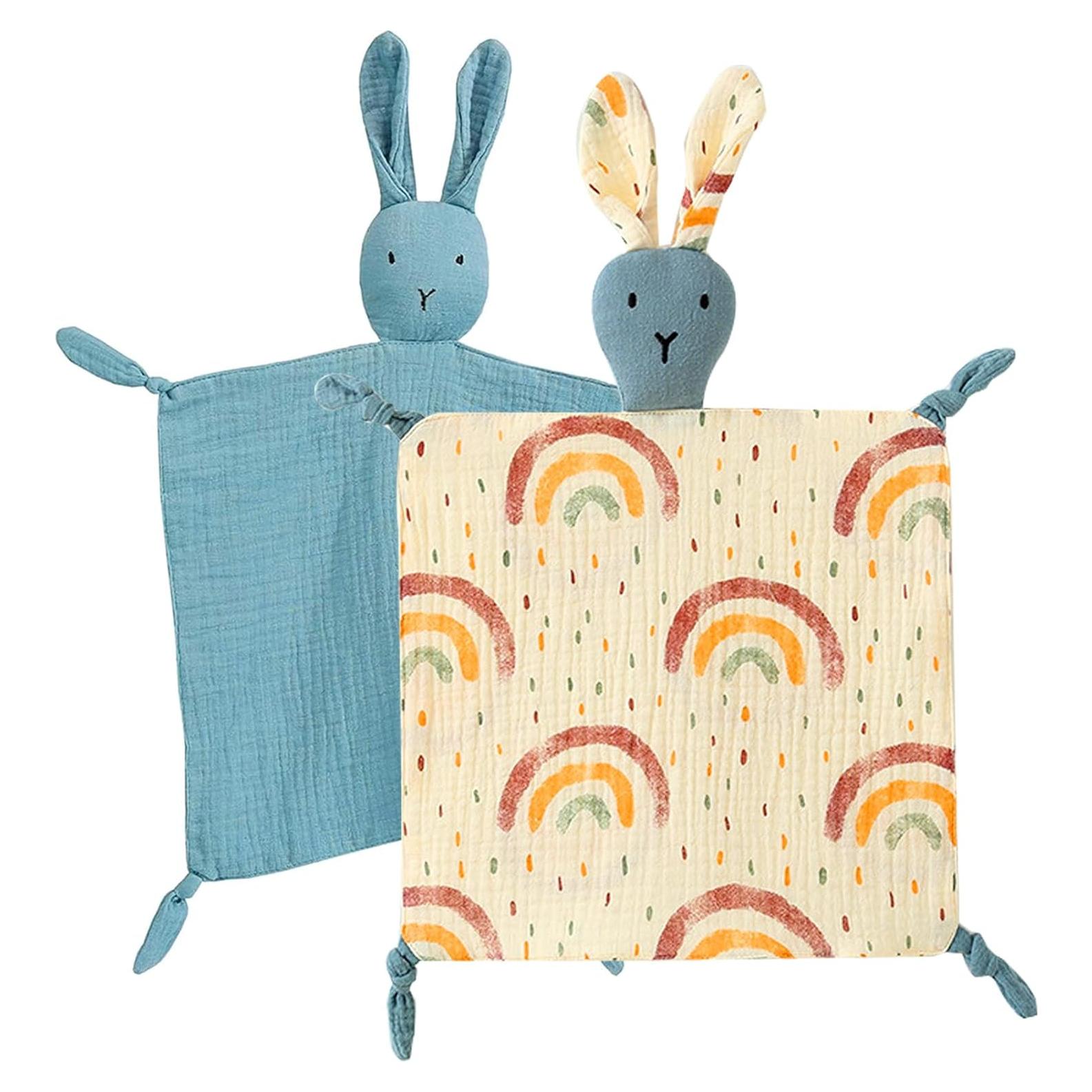 Manta de Muselina de Algodón Orgánico PEIPEIWU Conejo Azul