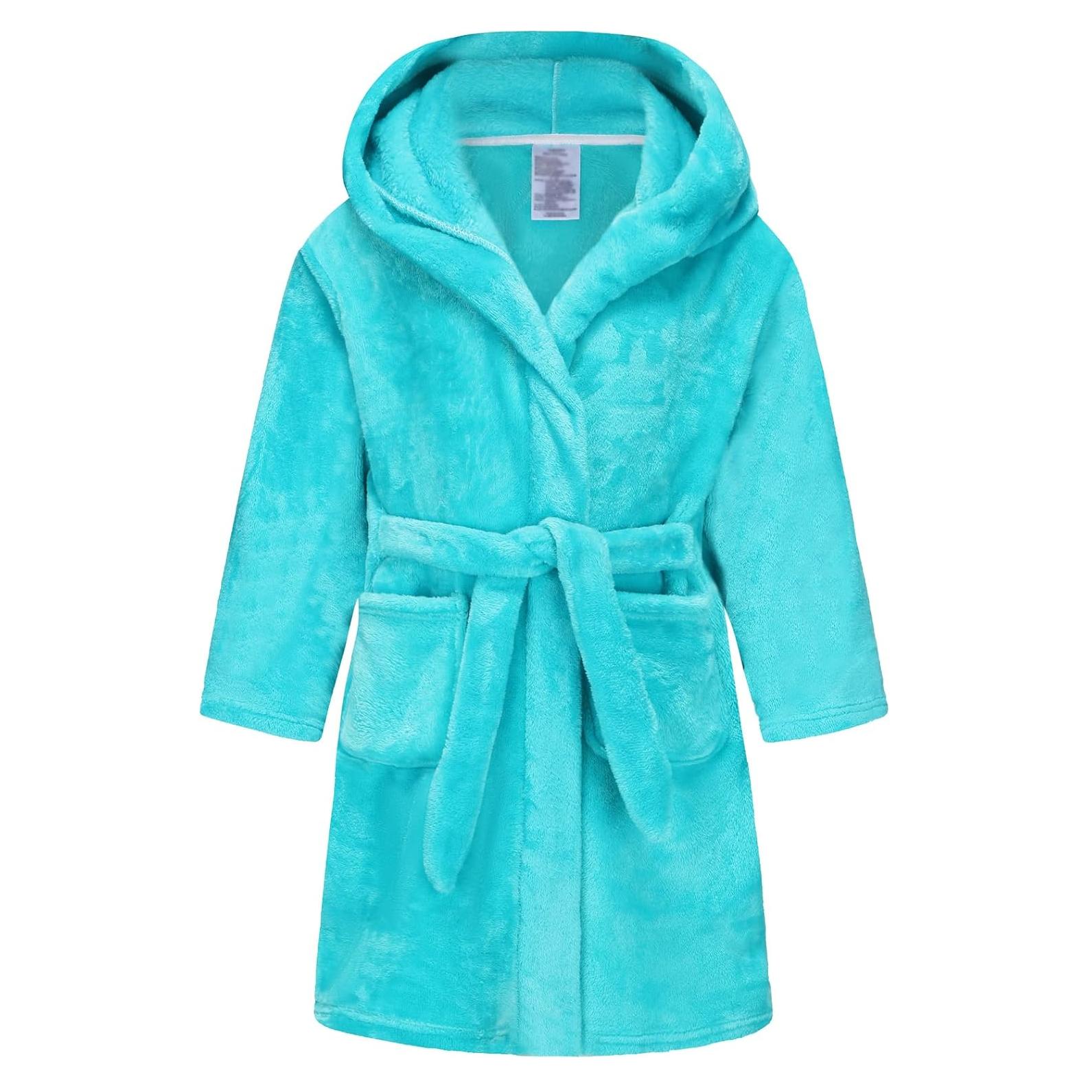 Bata de Baño Polar para Niñas 2-3T Color Aqua Suave