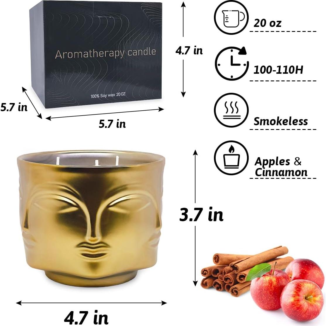 Vela Aromática 3 Mechas Calm-Life 20oz Manzana y Canela