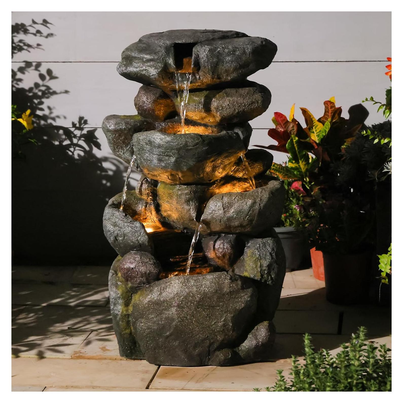 Fuente de Agua Exterior Sunlinua 29" con Iluminación LED