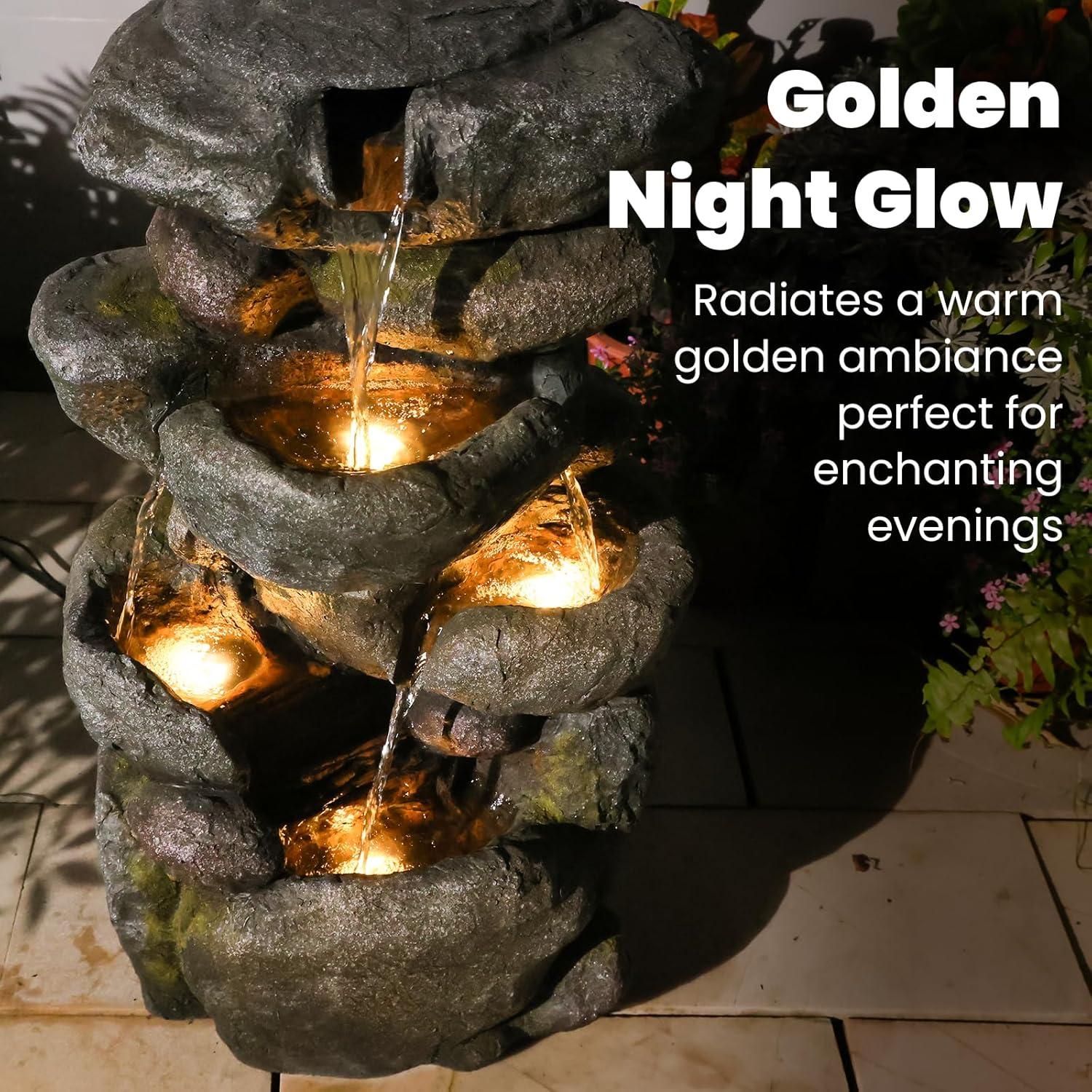 Fuente de Agua Exterior Sunlinua 29" con Iluminación LED