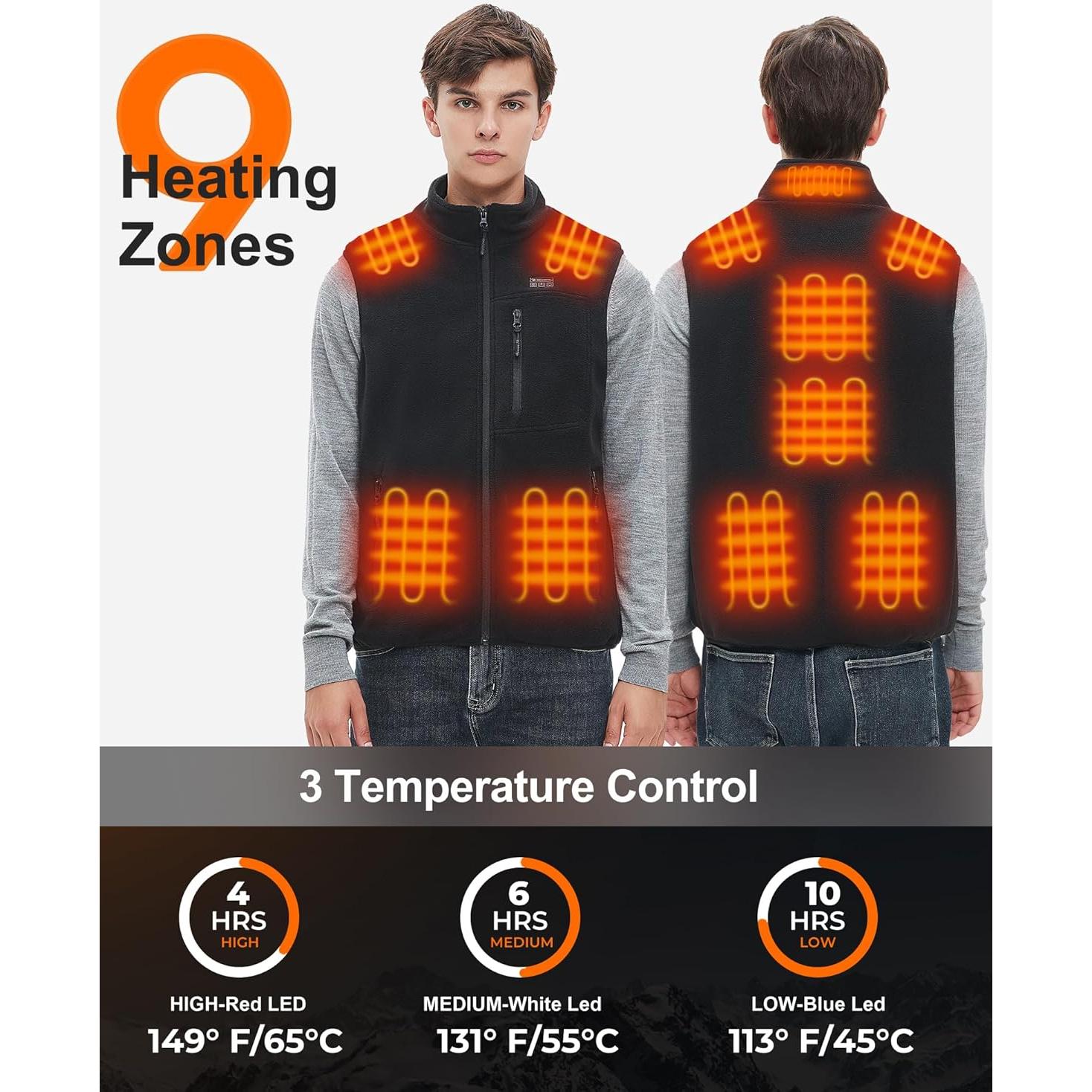 Chaleco Térmico Hombres Hecusma Forro Polar 16000mAh 7.4V