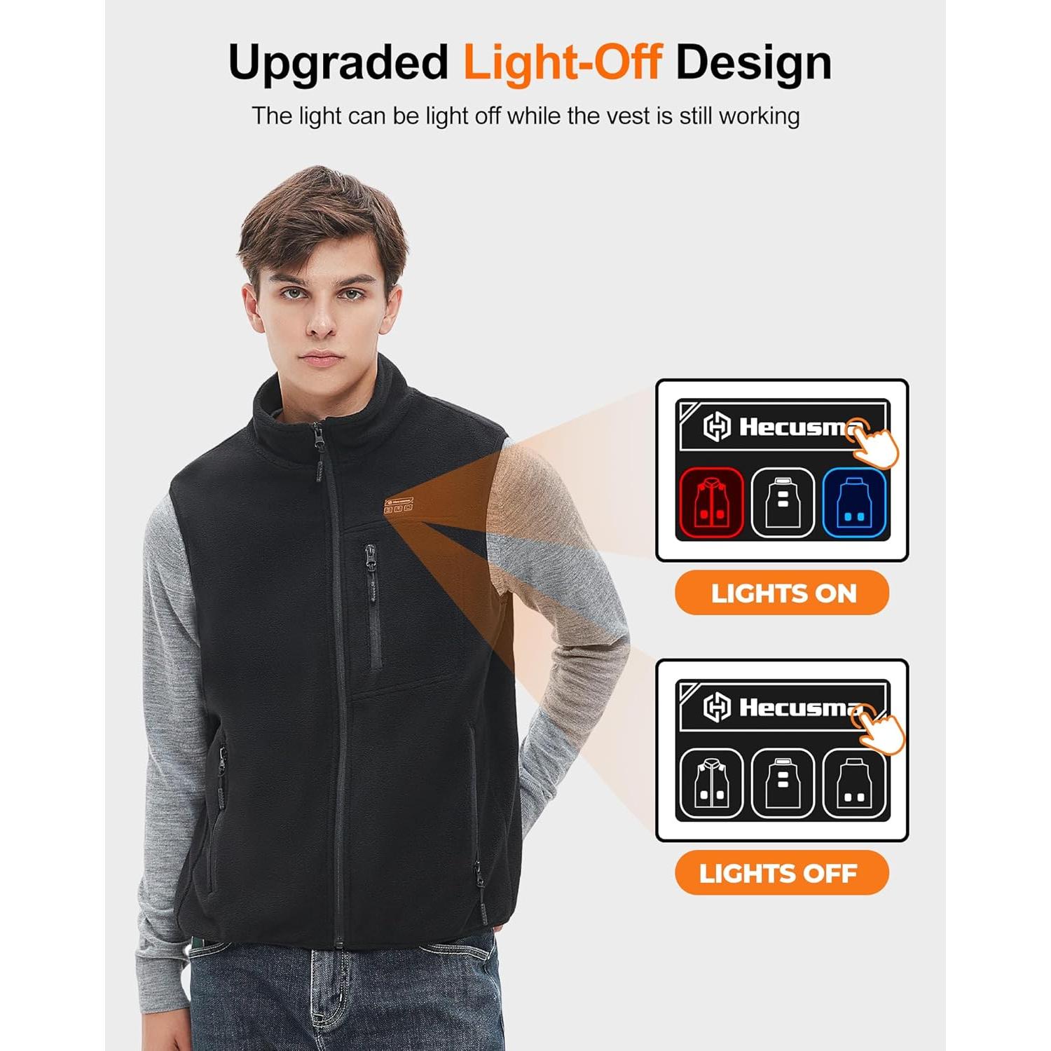 Chaleco Térmico Hombres Hecusma Forro Polar 16000mAh 7.4V