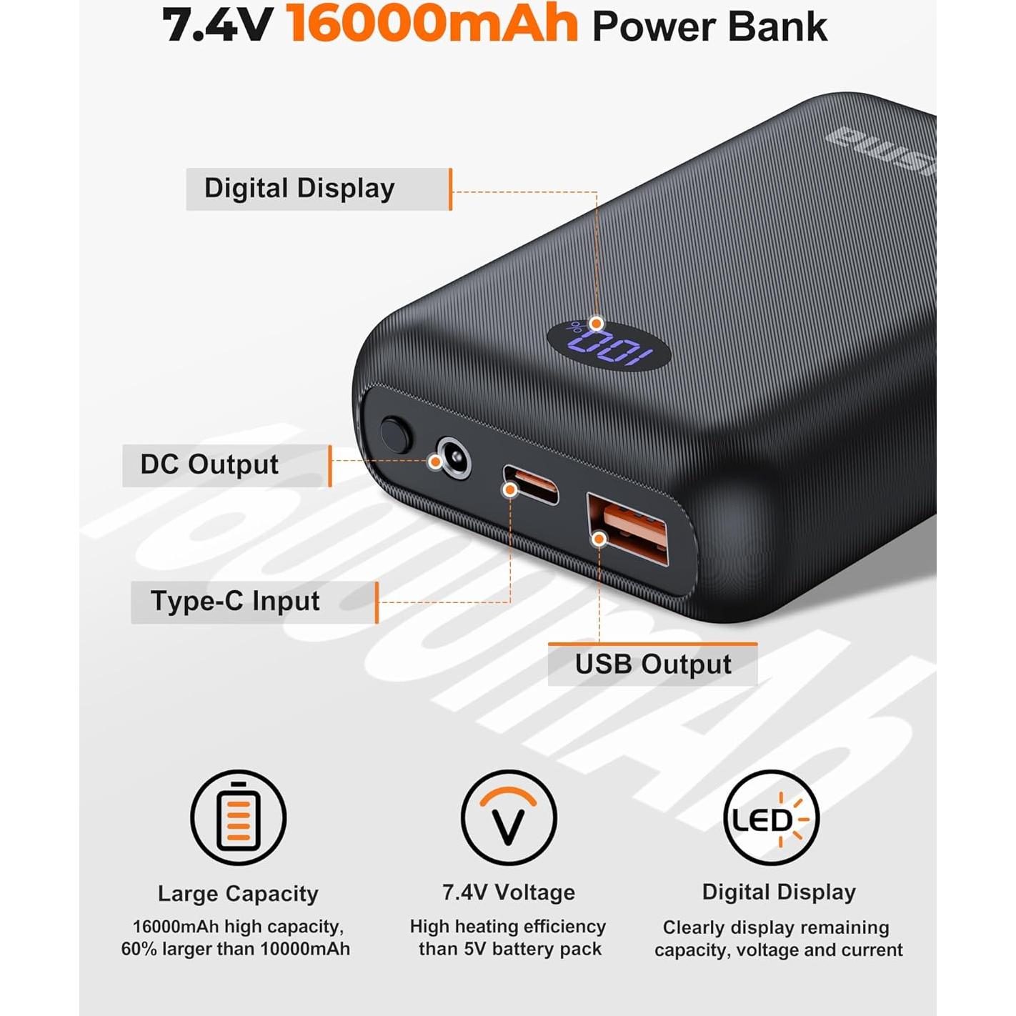 Chaleco Térmico Hombres Hecusma Forro Polar 16000mAh 7.4V