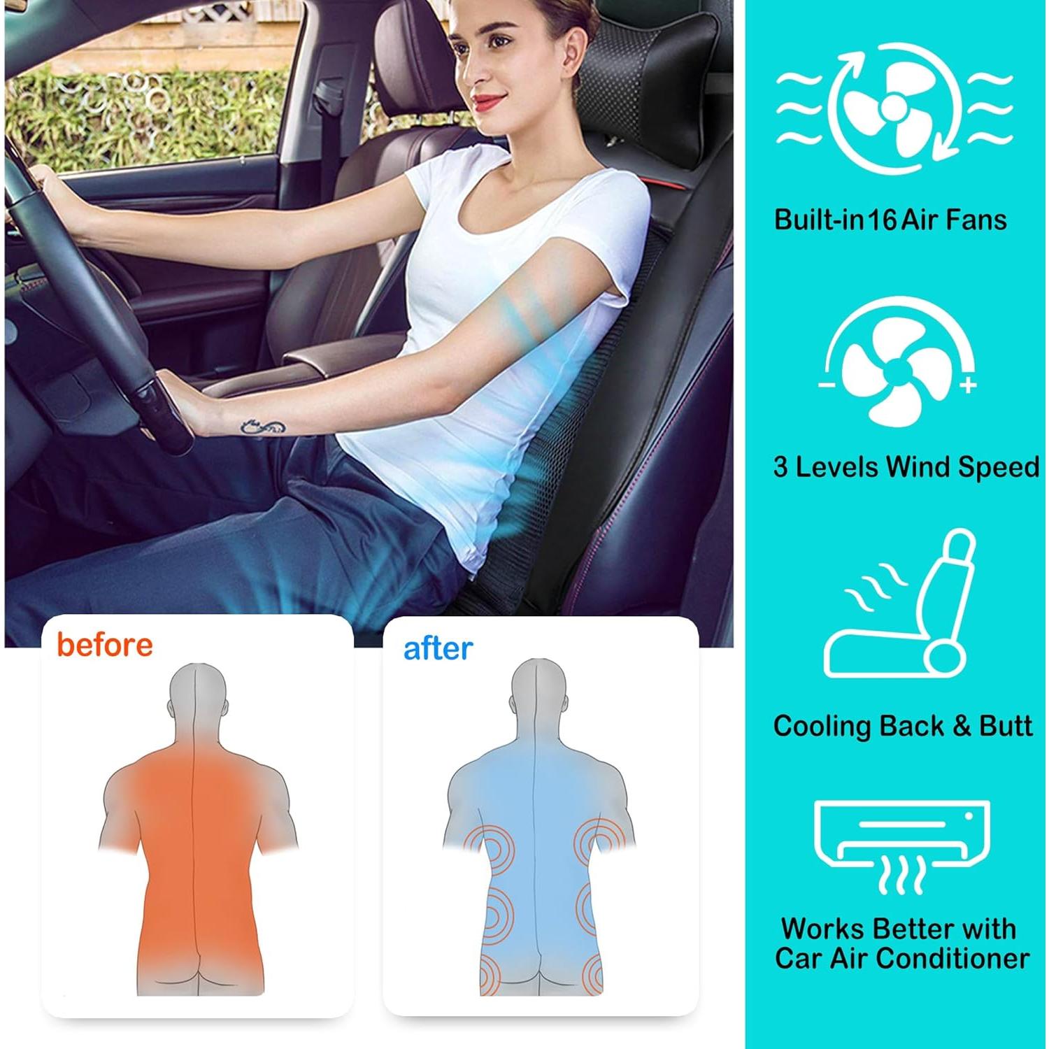 Almohadilla de Asiento Refrigerante Fochutech con Masaje 12V