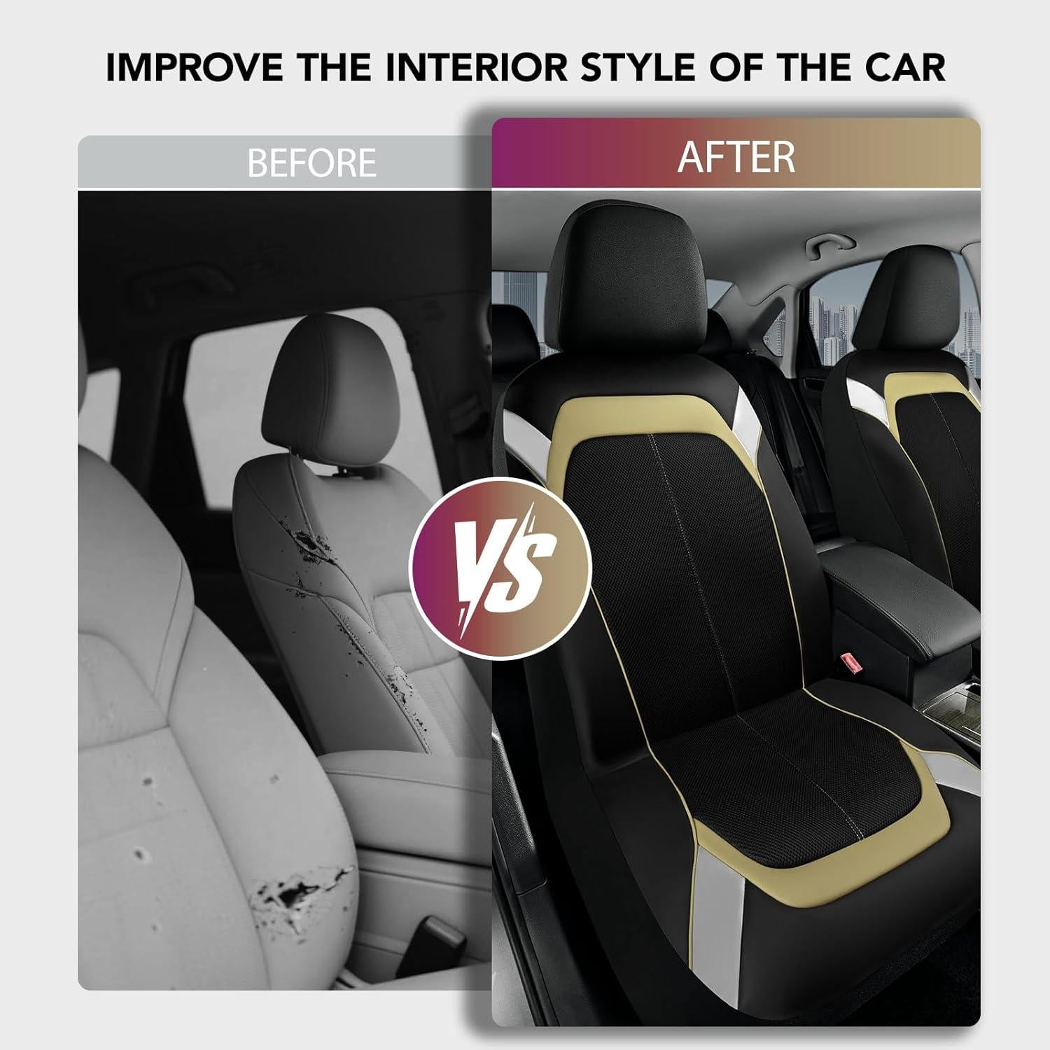 Funda de Asiento de Coche PIC AUTO Beige y Plateada Universal