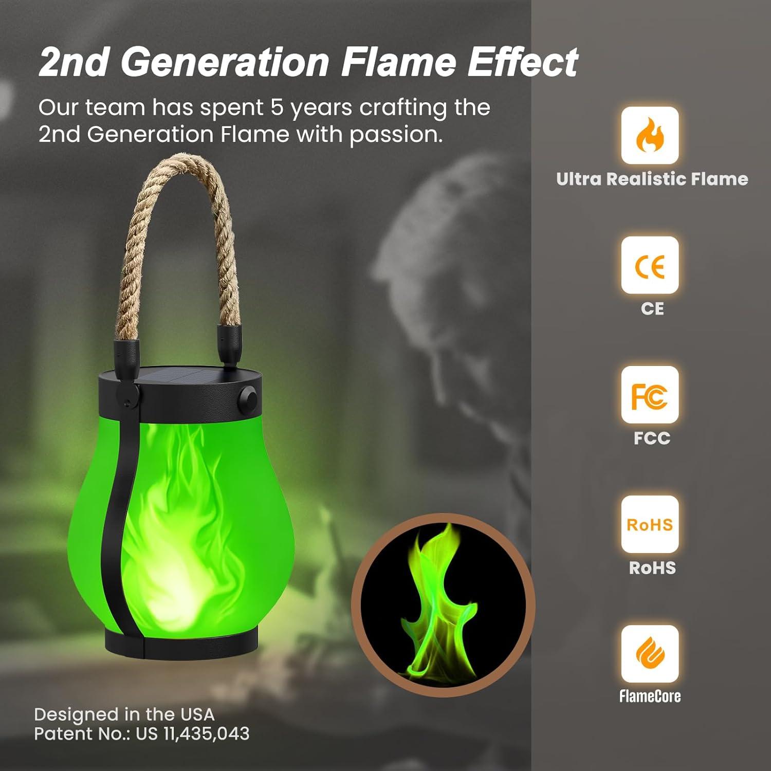 Linterna Solar Hompavo Gen2 Impermeable 2 Modos 2 Pzs Verde