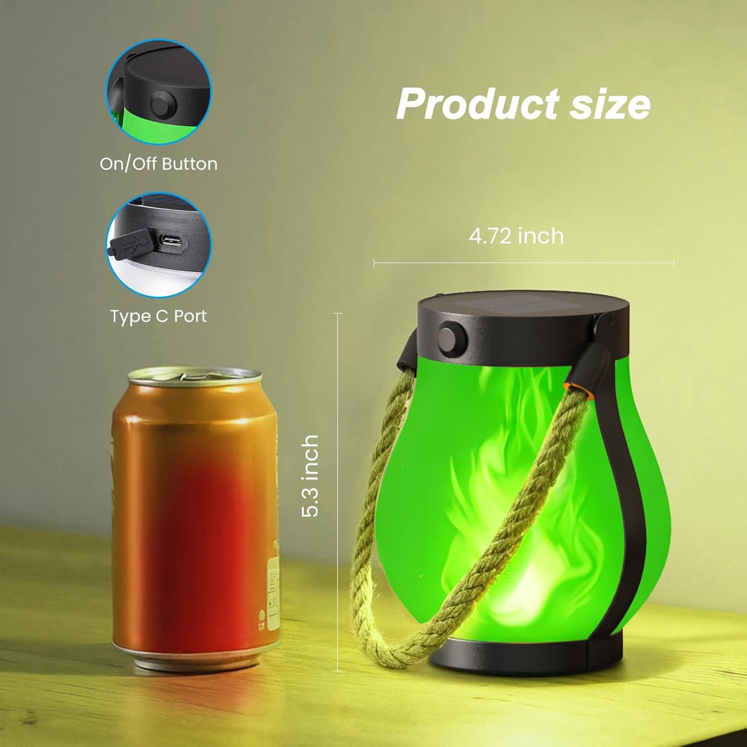 Linterna Solar Hompavo Gen2 Impermeable 2 Modos 2 Pzs Verde