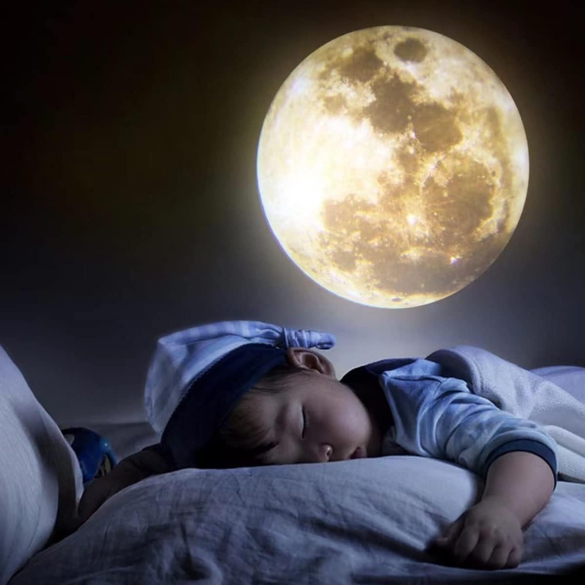 Proyector de Luz Nocturna BODLYL Lámpara de Luna USB 3 Colores