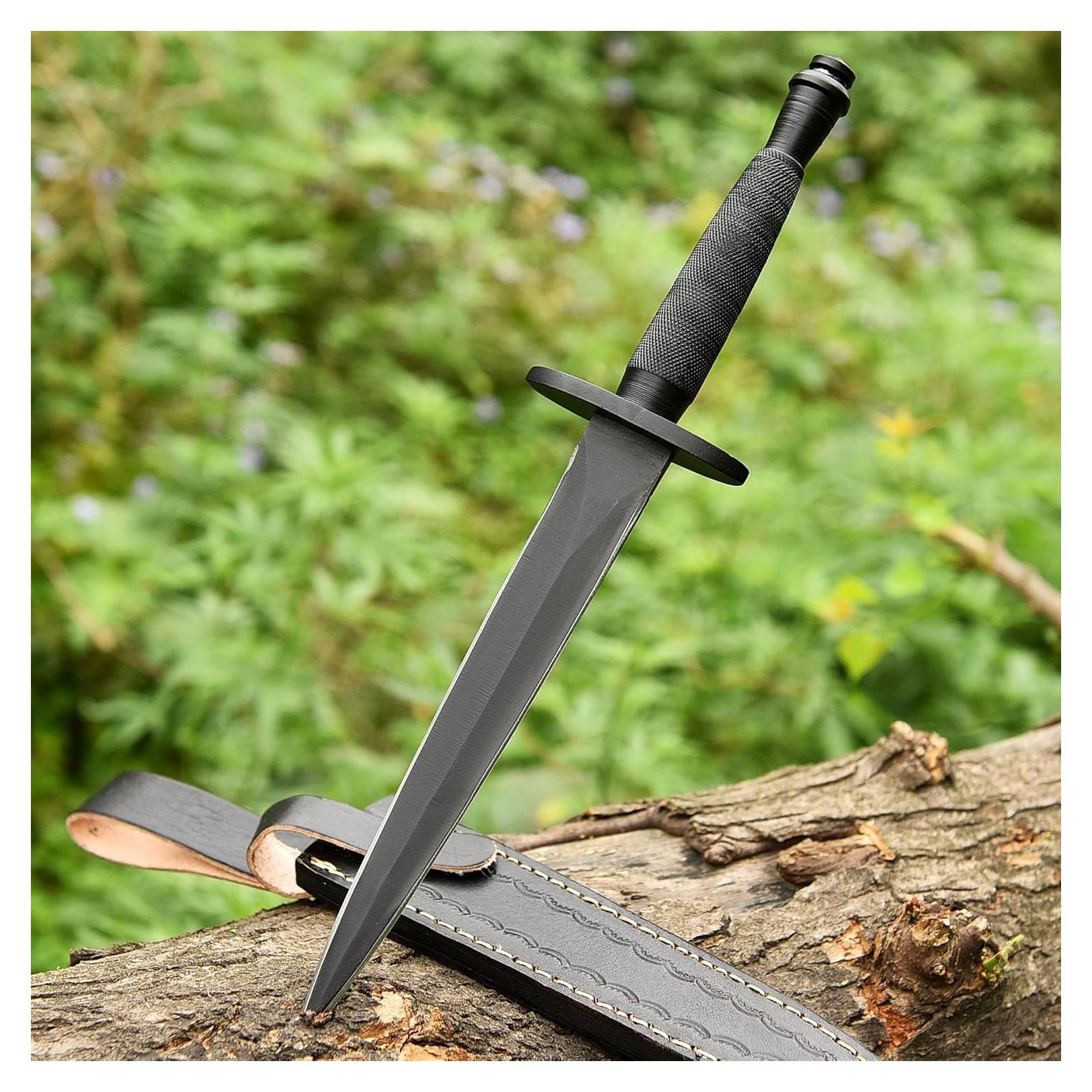 Daga Militar V42 Sykes Fairbairn AJSANITY con Funda de Cuero