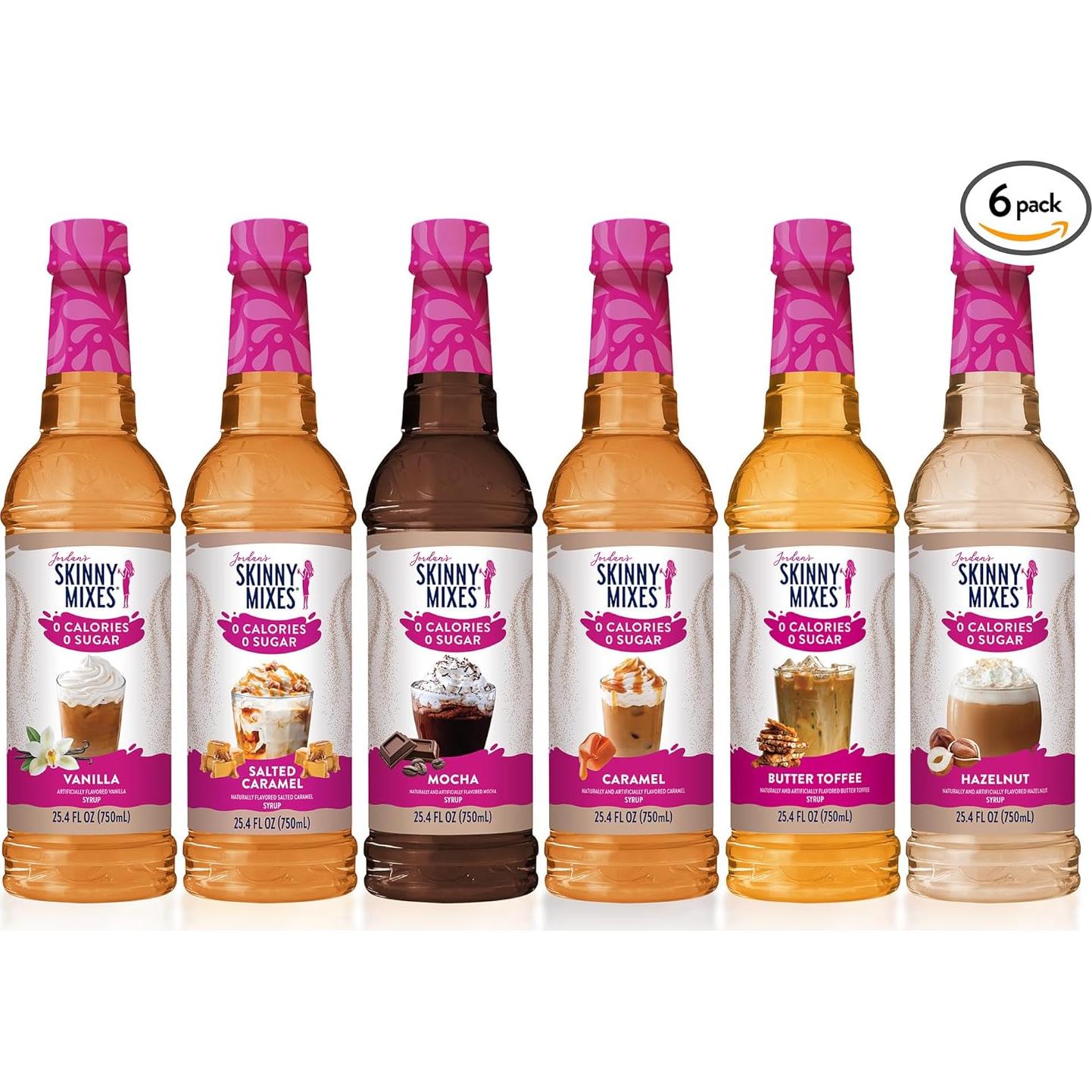 Sirope de café sin azúcar Jordan - Paquete de 6 sabores 750 ml