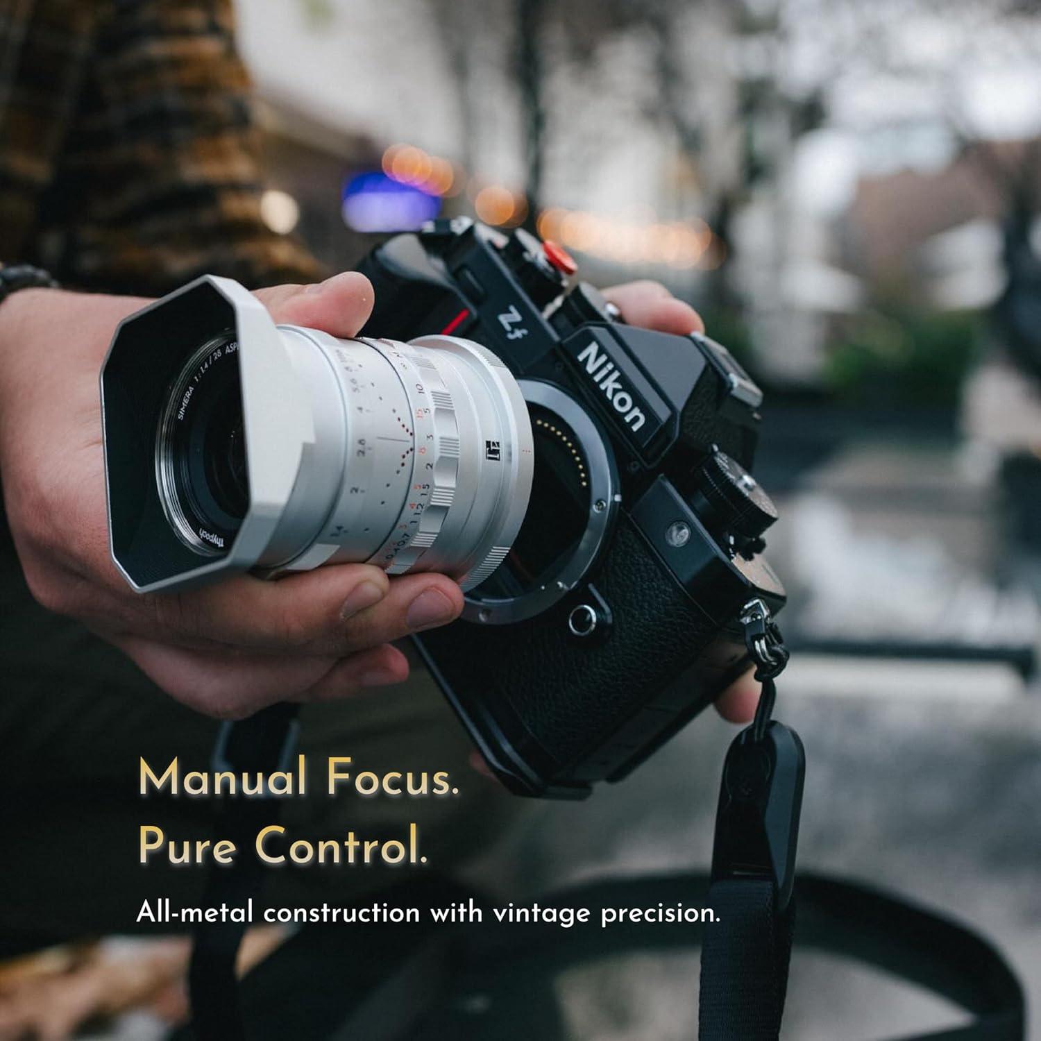 Lente Simera 28mm f/1.4 Montura M para Cámaras Leica Negro