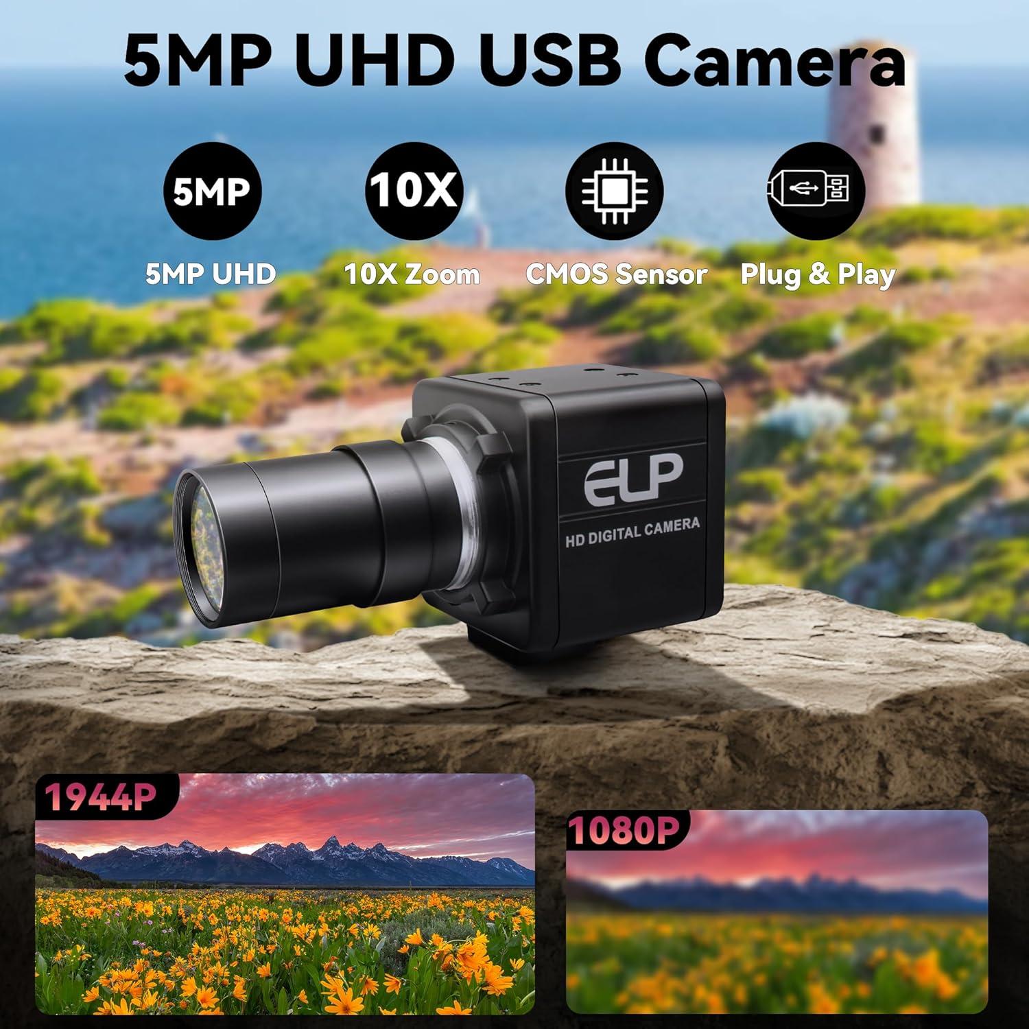 Cámara USB MMlove 5MP HD 10X Zoom Varifocal 5-50mm