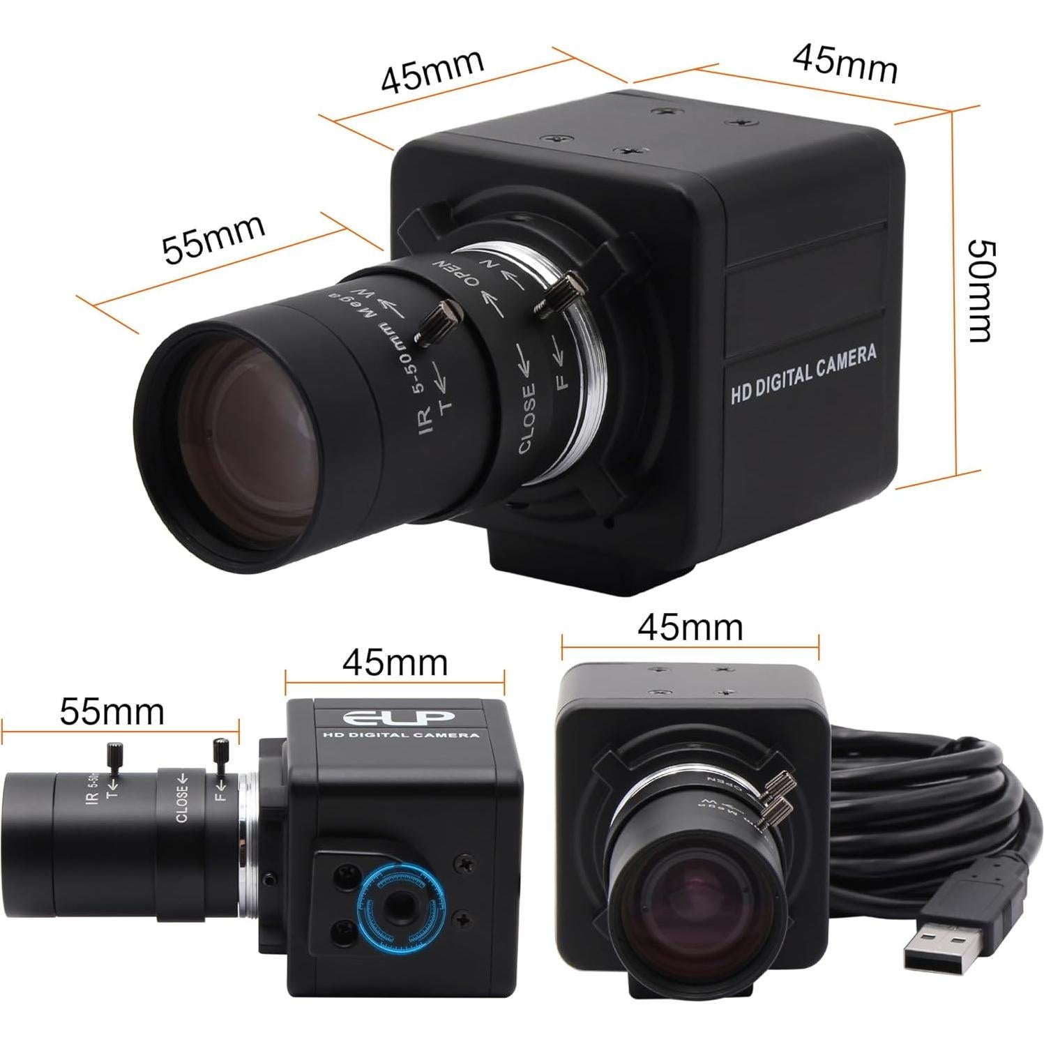 Cámara USB MMlove 5MP HD 10X Zoom Varifocal 5-50mm