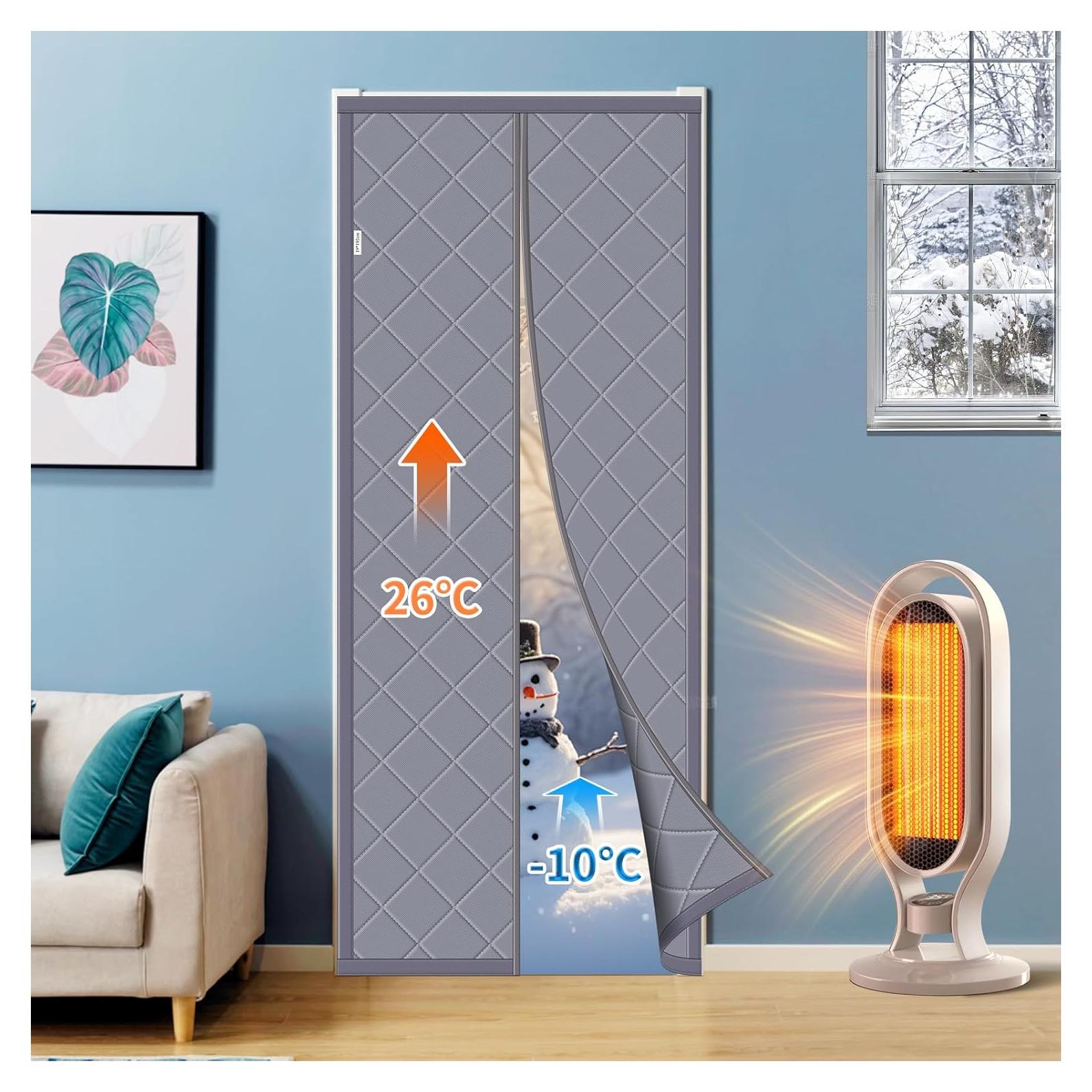 Cortina de Puerta Térmica Aislante Magnética ROMAGIO 81x203 cm Gris