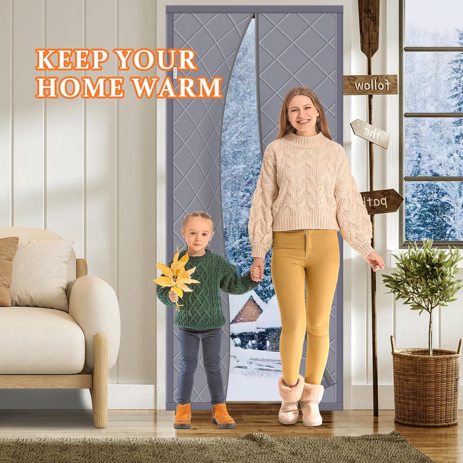 Cortina de Puerta Térmica Aislante Magnética ROMAGIO 81x203 cm Gris