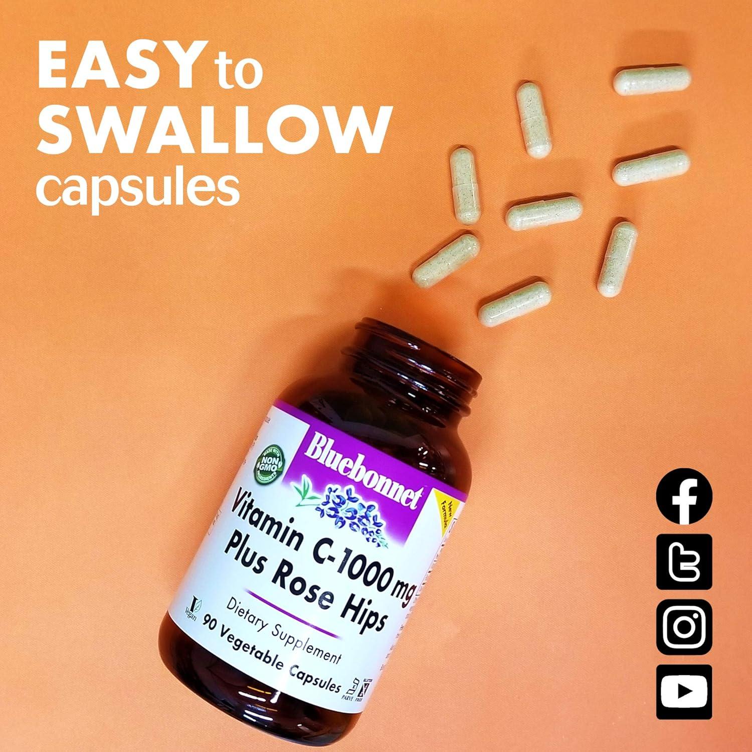 Vitamina C 1000 mg Bluebonnet con Rosa Mosqueta 180 Cápsulas