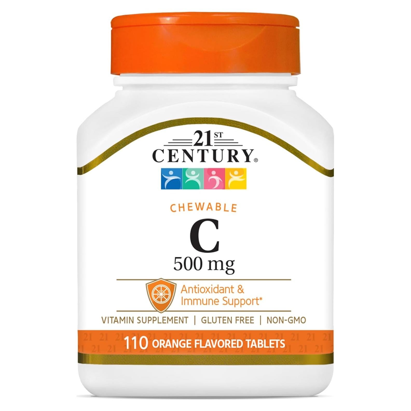 Tabletas Masticables de Vitamina C 500 mg 21st Century Naranja 110 Unidades