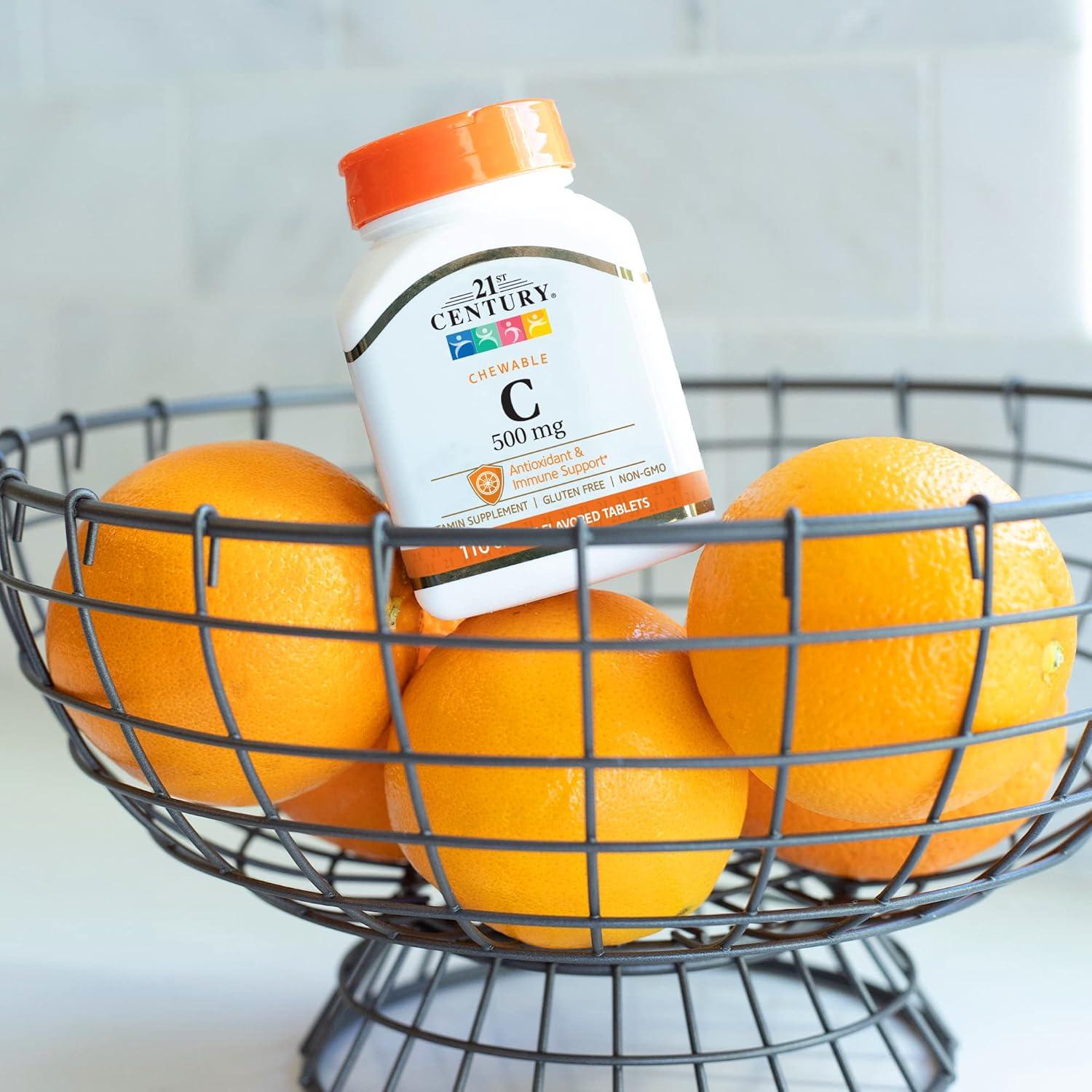 Tabletas Masticables de Vitamina C 500 mg 21st Century Naranja 110 Unidades