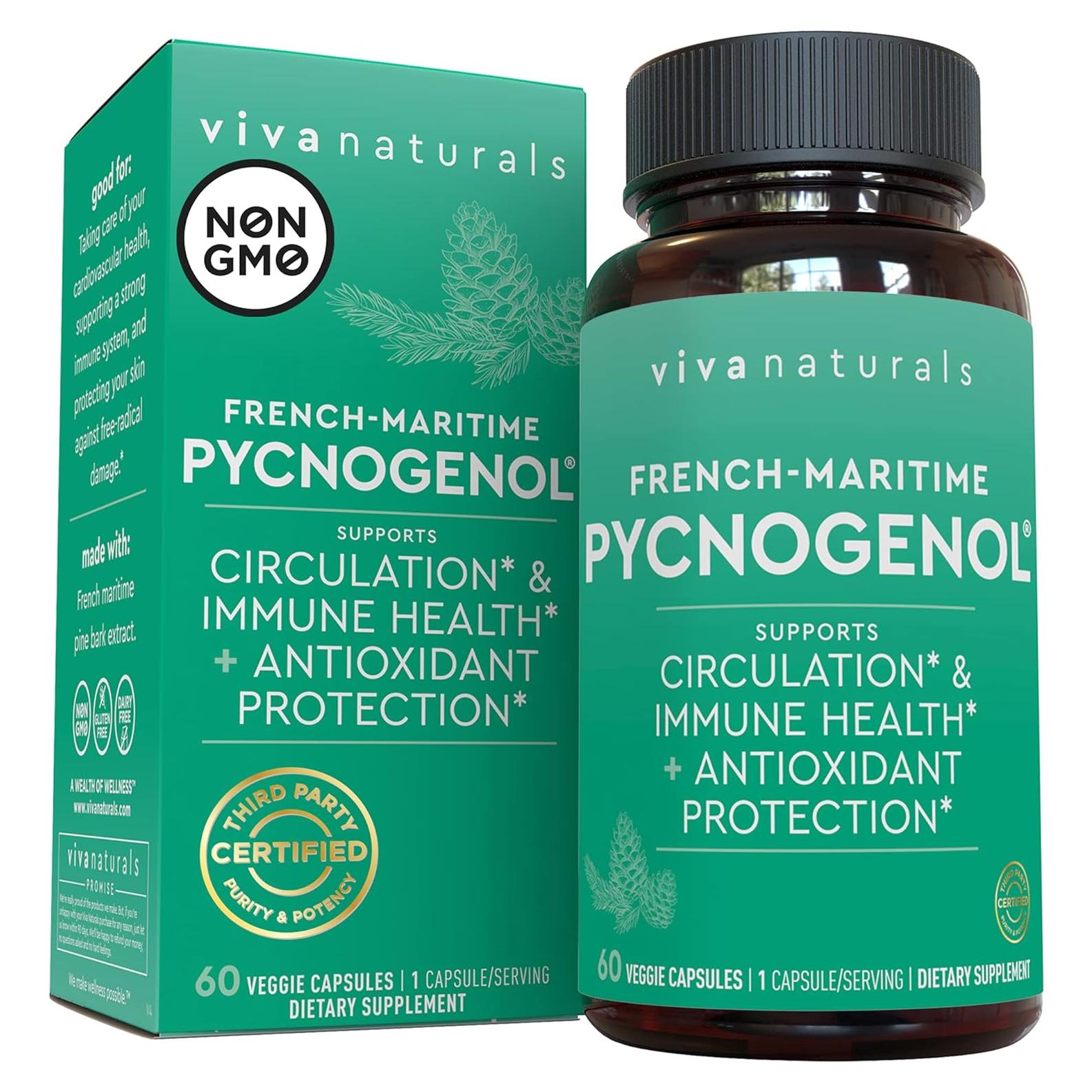 Suplemento Pycnogenol 100 mg Viva Naturals - 60 Cápsulas Vegetales