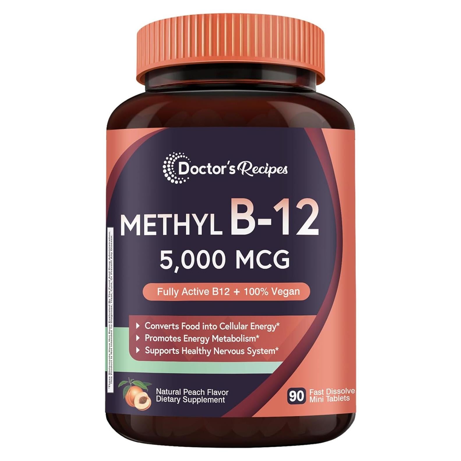Vitamina B12 Metilcobalamina 5000 mcg Recetas del Doctor 90 Tabletas