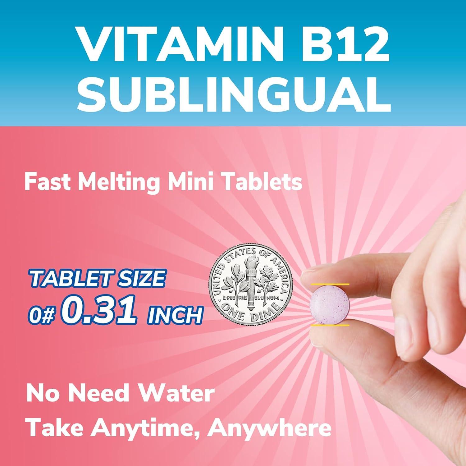 Vitamina B12 Sublingual 5000 mcg Vitalibre - Vegana, Sabor Durazno, 180 Tabletas