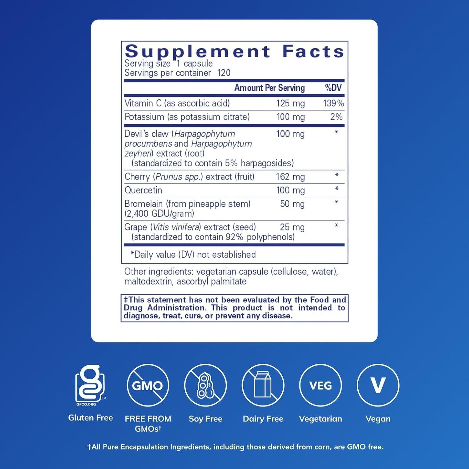 Suplemento Hipoalergénico Ácido Úrico Pure Encapsulations 120 Cápsulas