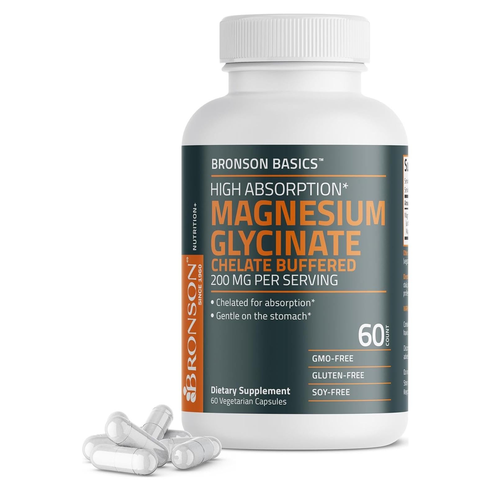 Bronson Magnesio Glicinato 200mg 60 Cápsulas Vegetarianas