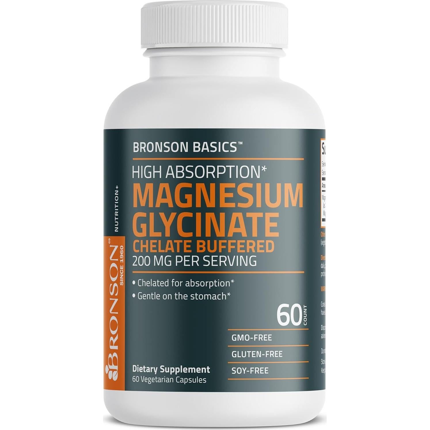 Bronson Magnesio Glicinato 200mg 60 Cápsulas Vegetarianas