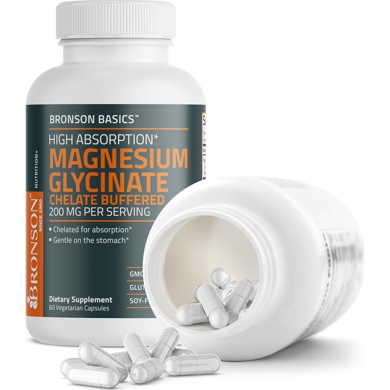 Bronson Magnesio Glicinato 200mg 60 Cápsulas Vegetarianas