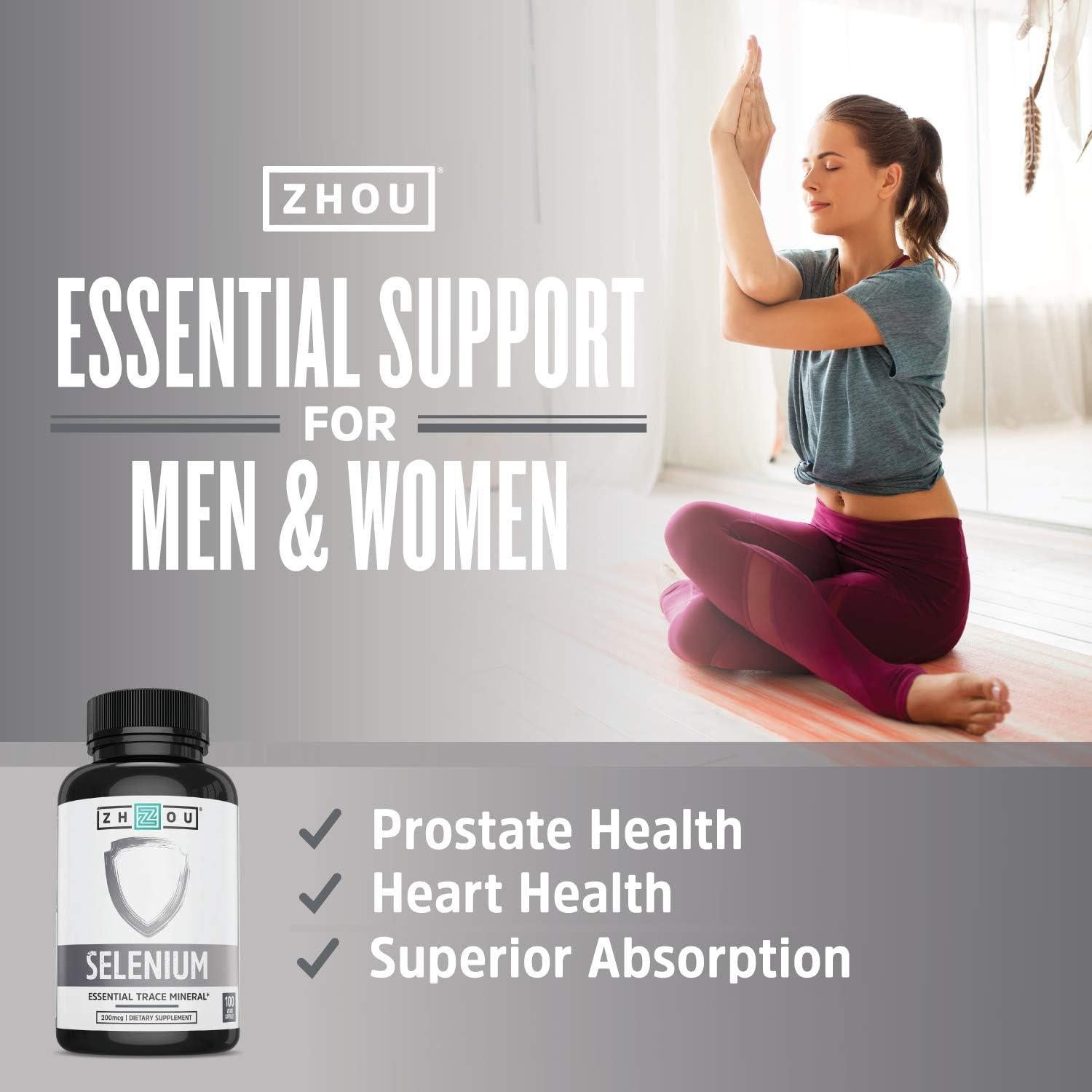 Cápsulas de Selenio Zhou 200 mcg - Antioxidante Vegano 100 Unidades